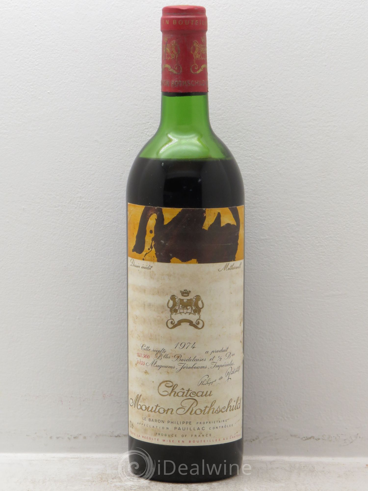 Château Mouton Rothschild 1er Grand Cru Classé 1974 - Lot de 1 bouteille - 0