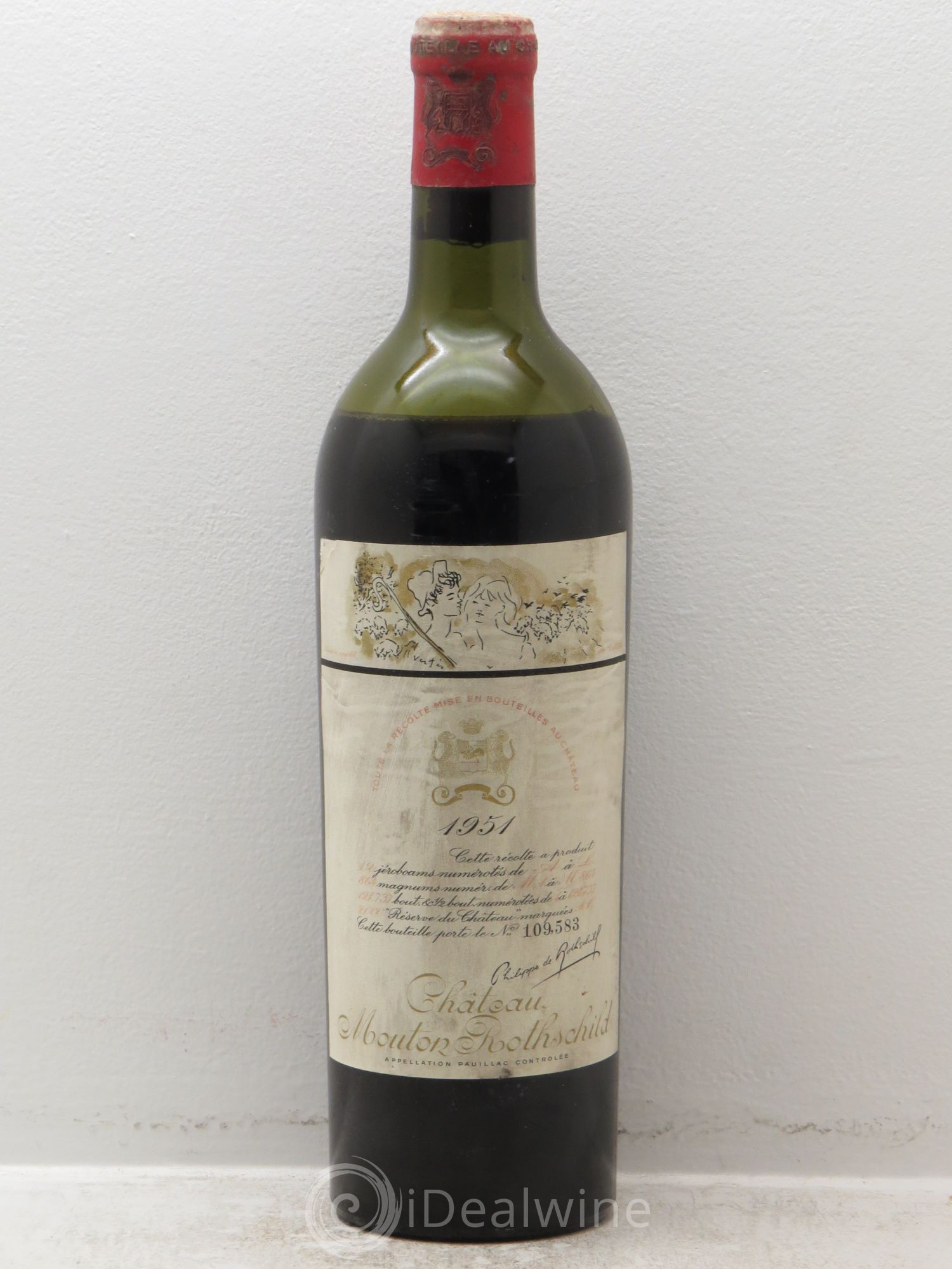 Château Mouton Rothschild 1er Grand Cru Classé 1951 - Lot de 1 bouteille - 0
