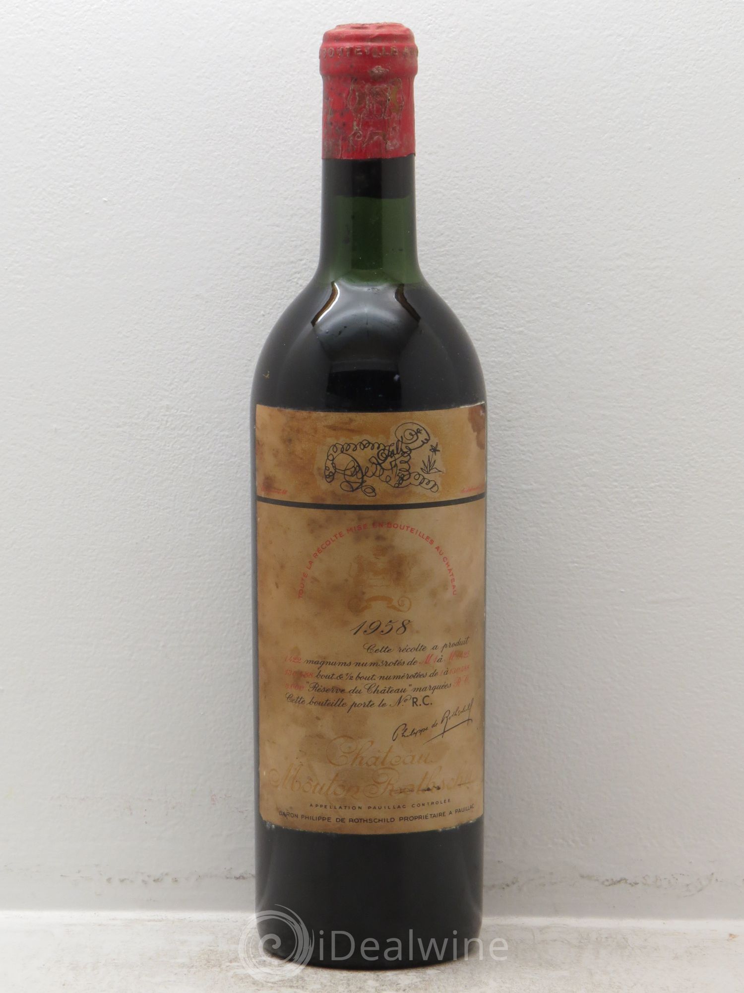 Château Mouton Rothschild 1er Grand Cru Classé 1958 - Lot de 1 bouteille - 0