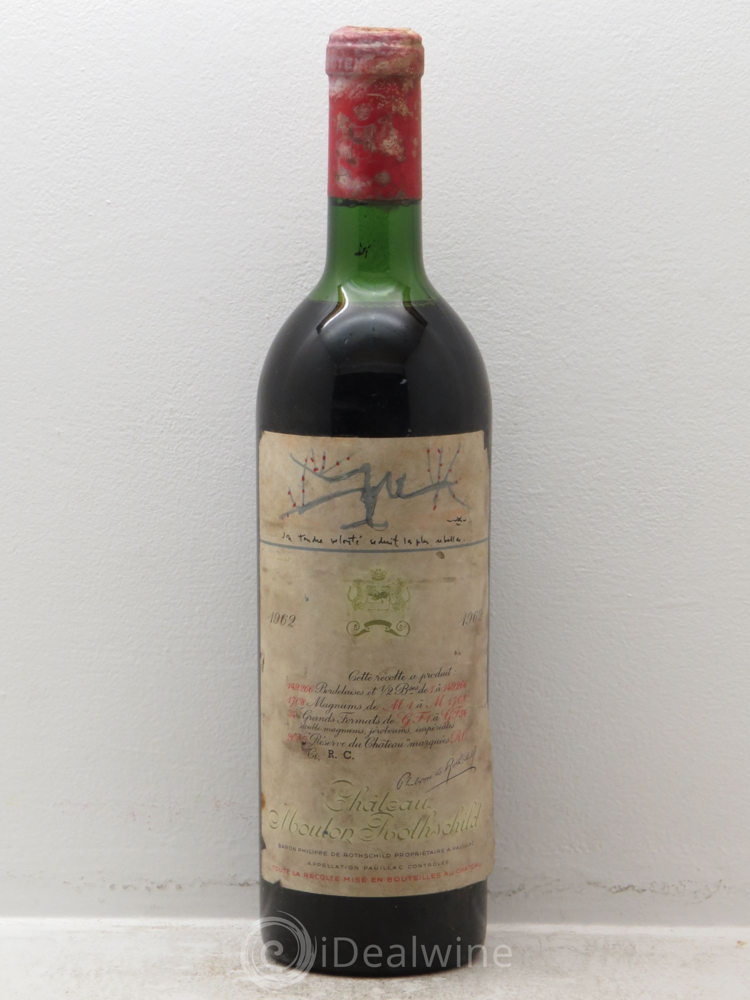 Château Mouton Rothschild 1er Grand Cru Classé 1962 - Lot de 1 bouteille - 0