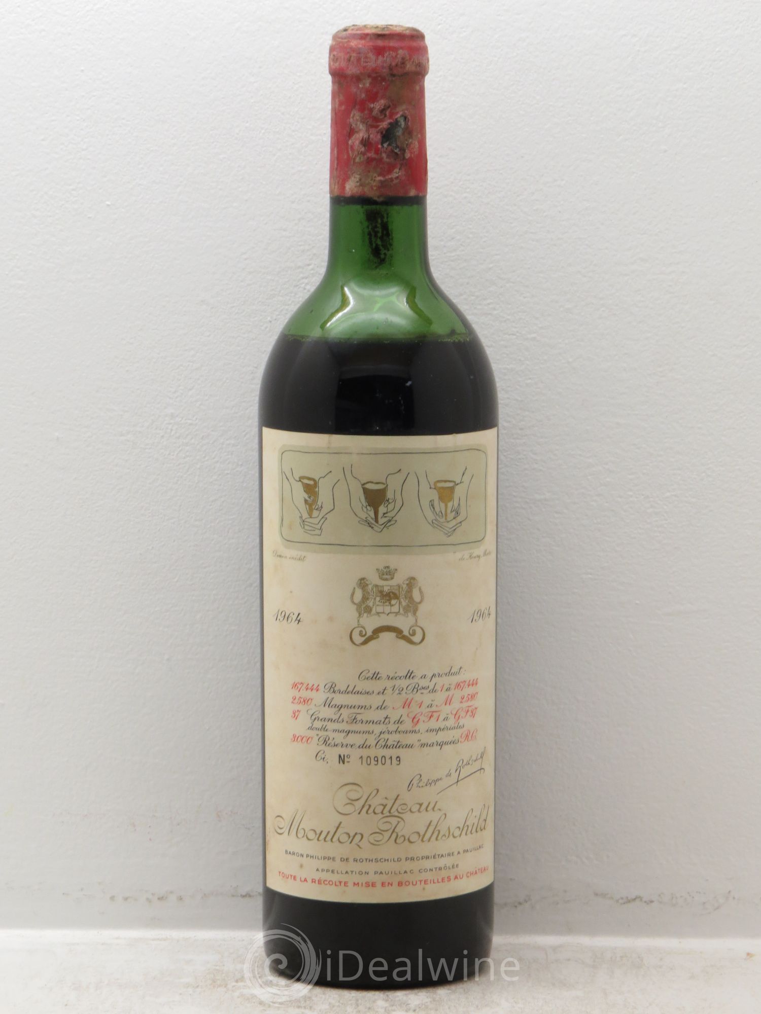 Château Mouton Rothschild 1er Grand Cru Classé 1964 - Lot de 1 bouteille - 0