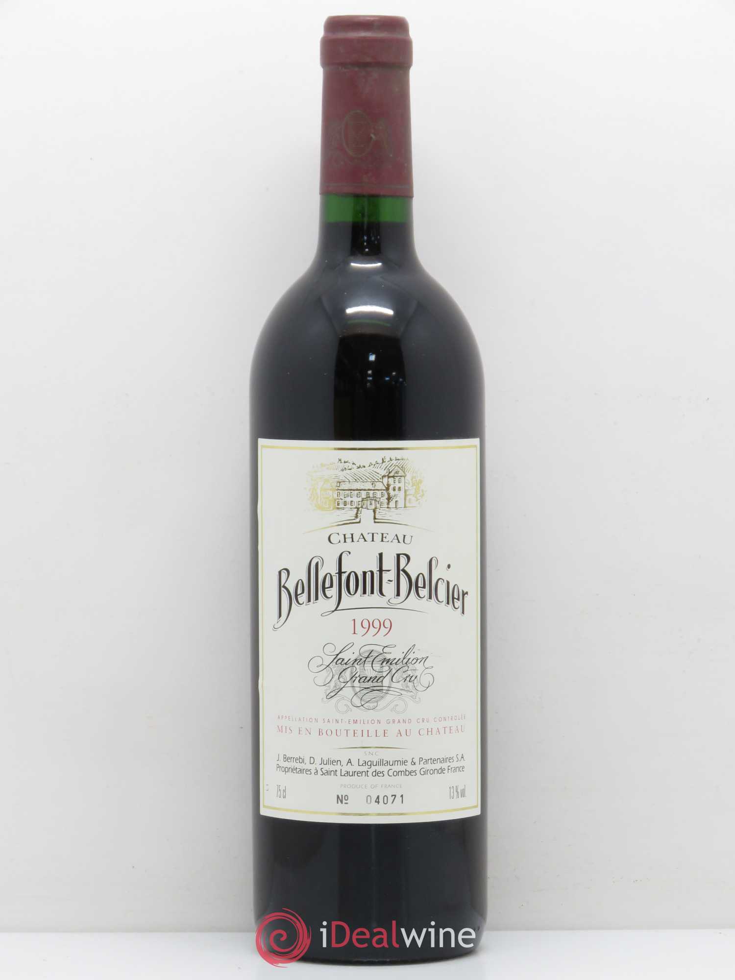 Château Bellefont-Belcier Grand Cru Classé 1999 - Lot de 1 bouteille - 0