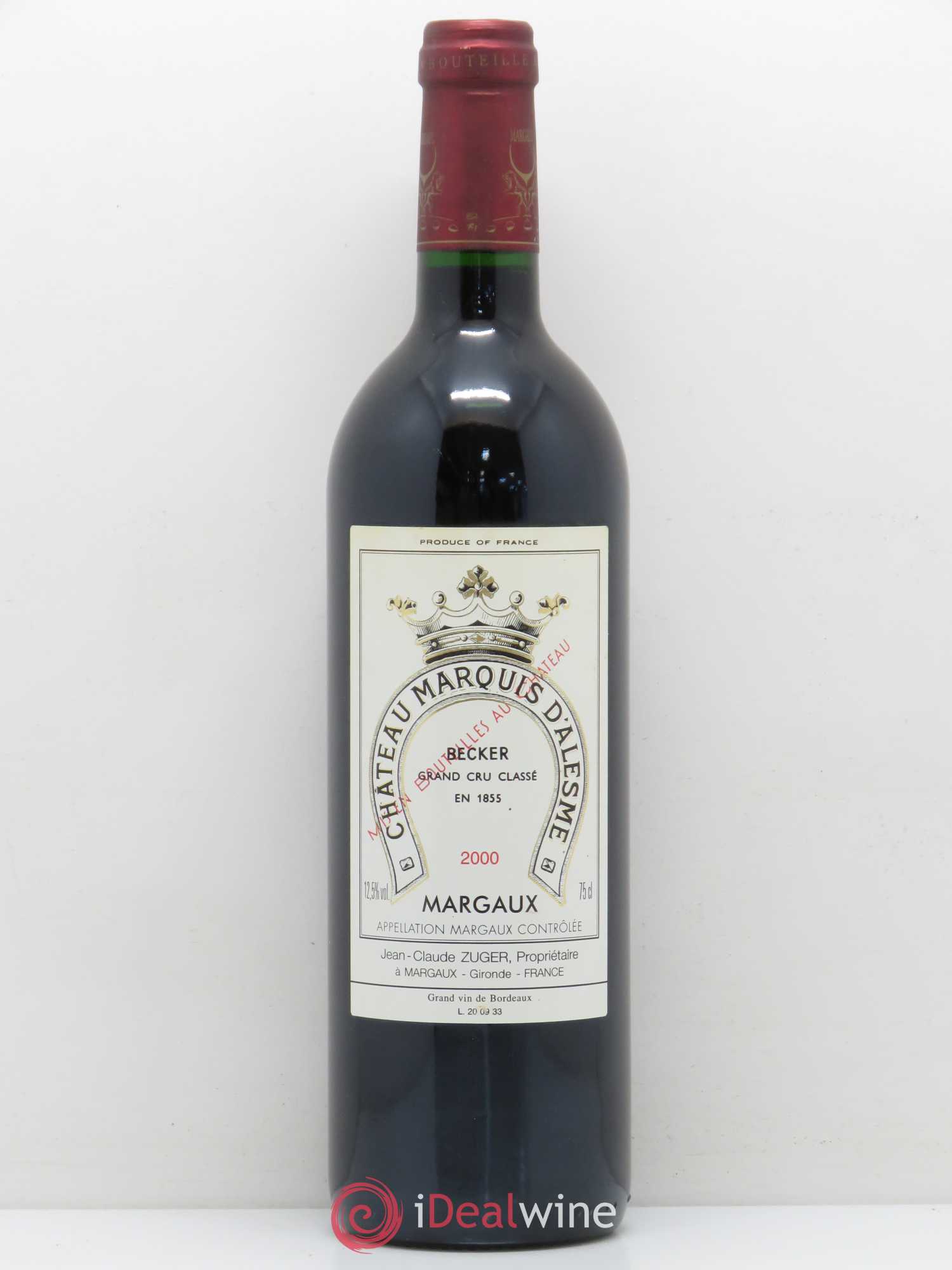 Château Marquis d'Alesme 2000 - Lot de 1 bouteille - 0