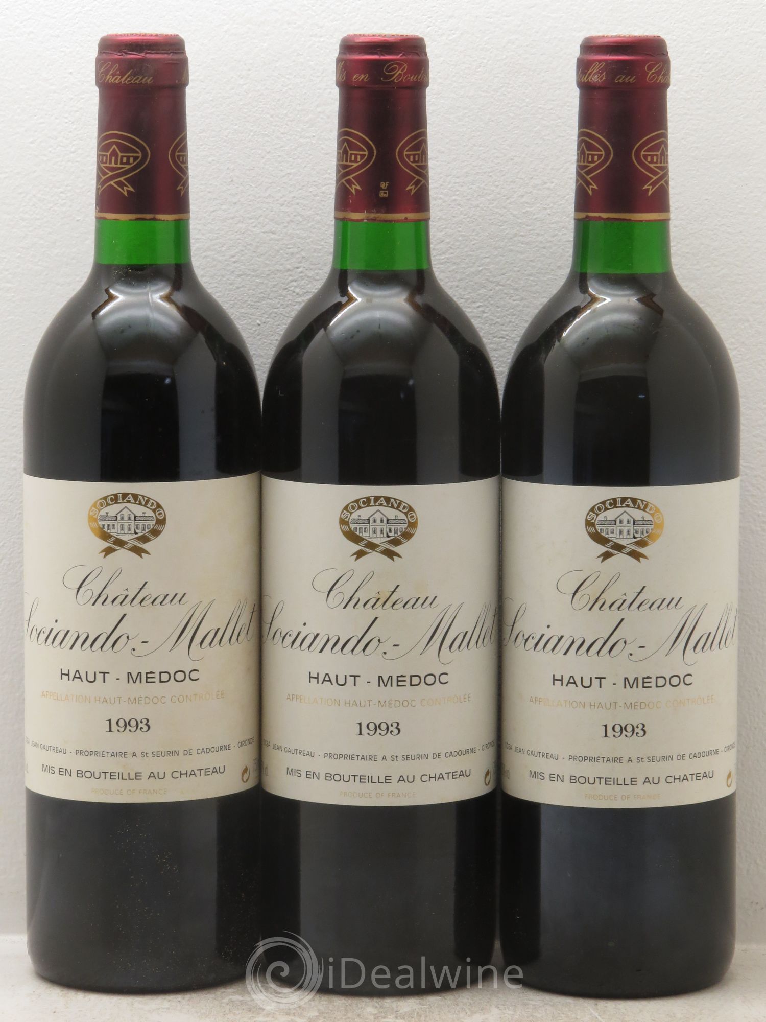 Château Sociando Mallet 1993 - Lot de 3 bouteilles - 0