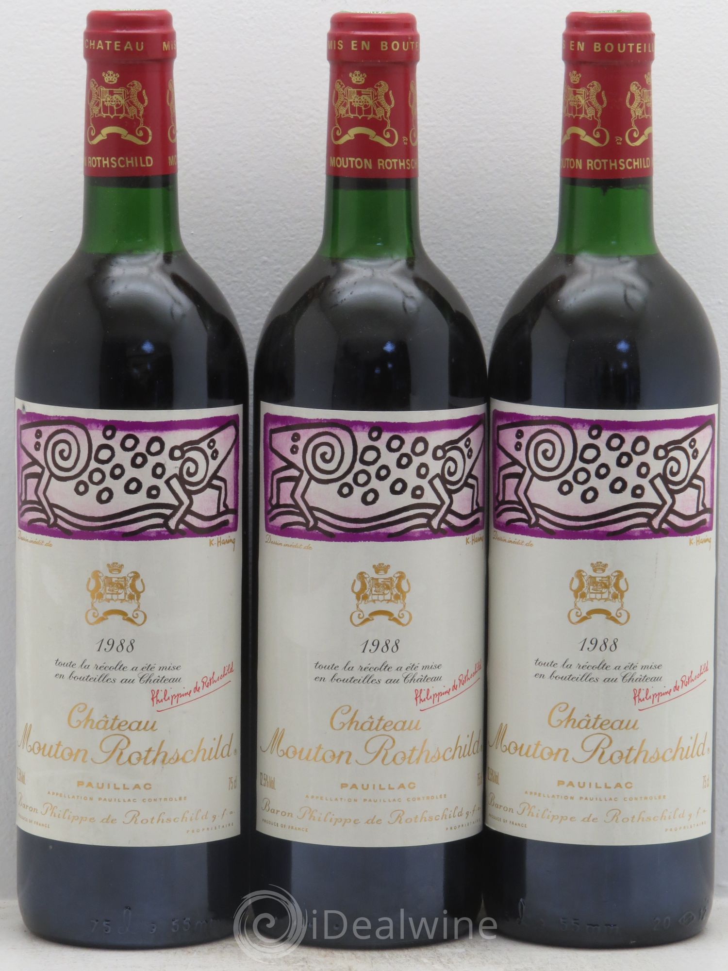 Château Mouton Rothschild 1er Grand Cru Classé 1988 - Lot de 3 bouteilles - 0
