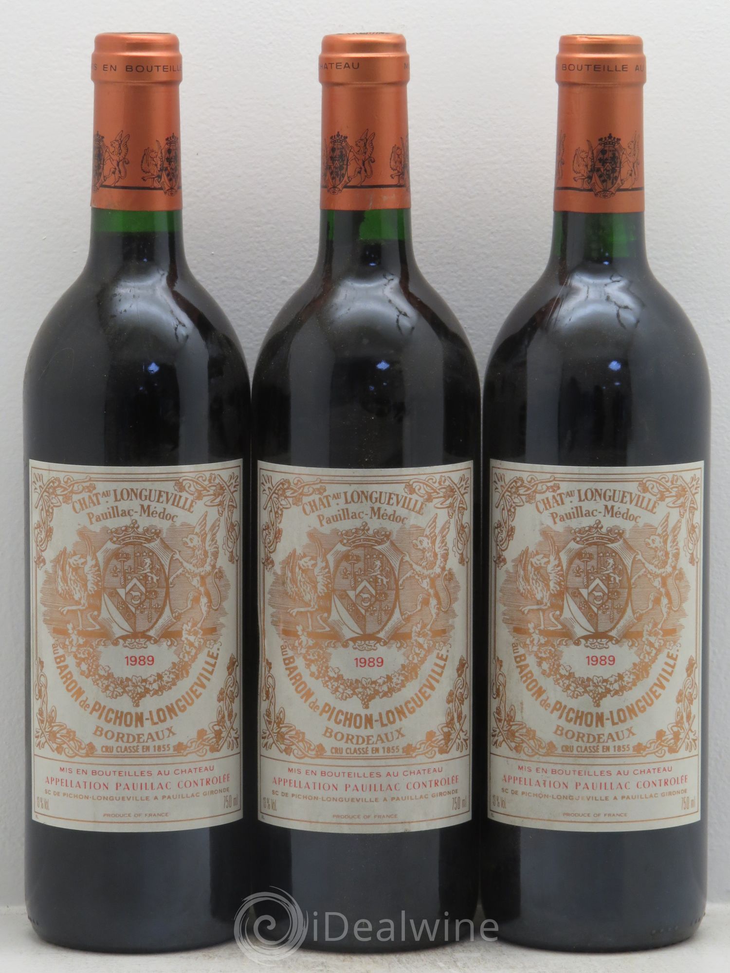 Pichon Longueville Baron 2ème Grand Cru Classé 1989 - Lot de 3 bouteilles - 0