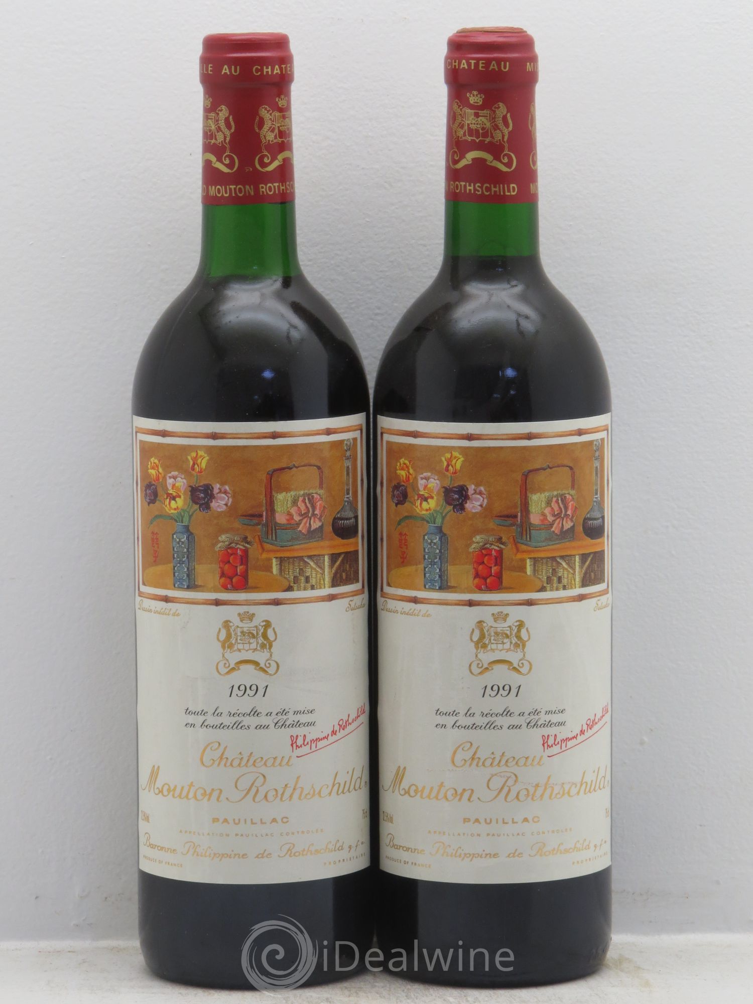 Château Mouton Rothschild 1er Grand Cru Classé 1991 - Lot de 2 bouteilles - 0