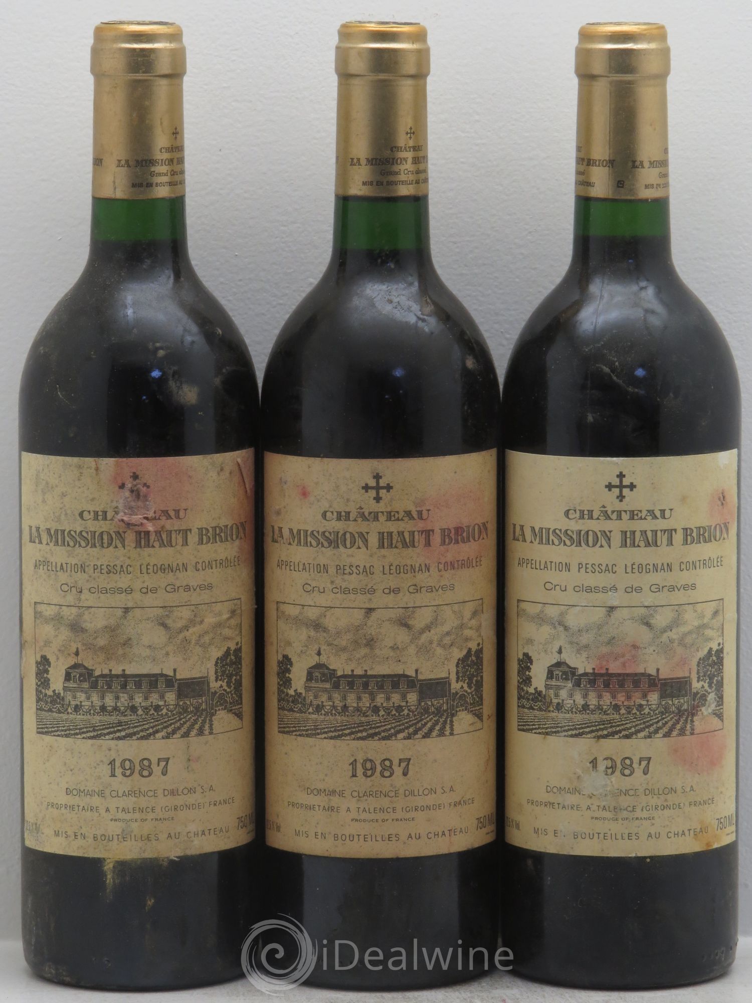 Château la Mission Haut-Brion Cru Classé de Graves 1987 - Lot de 3 bouteilles - 0