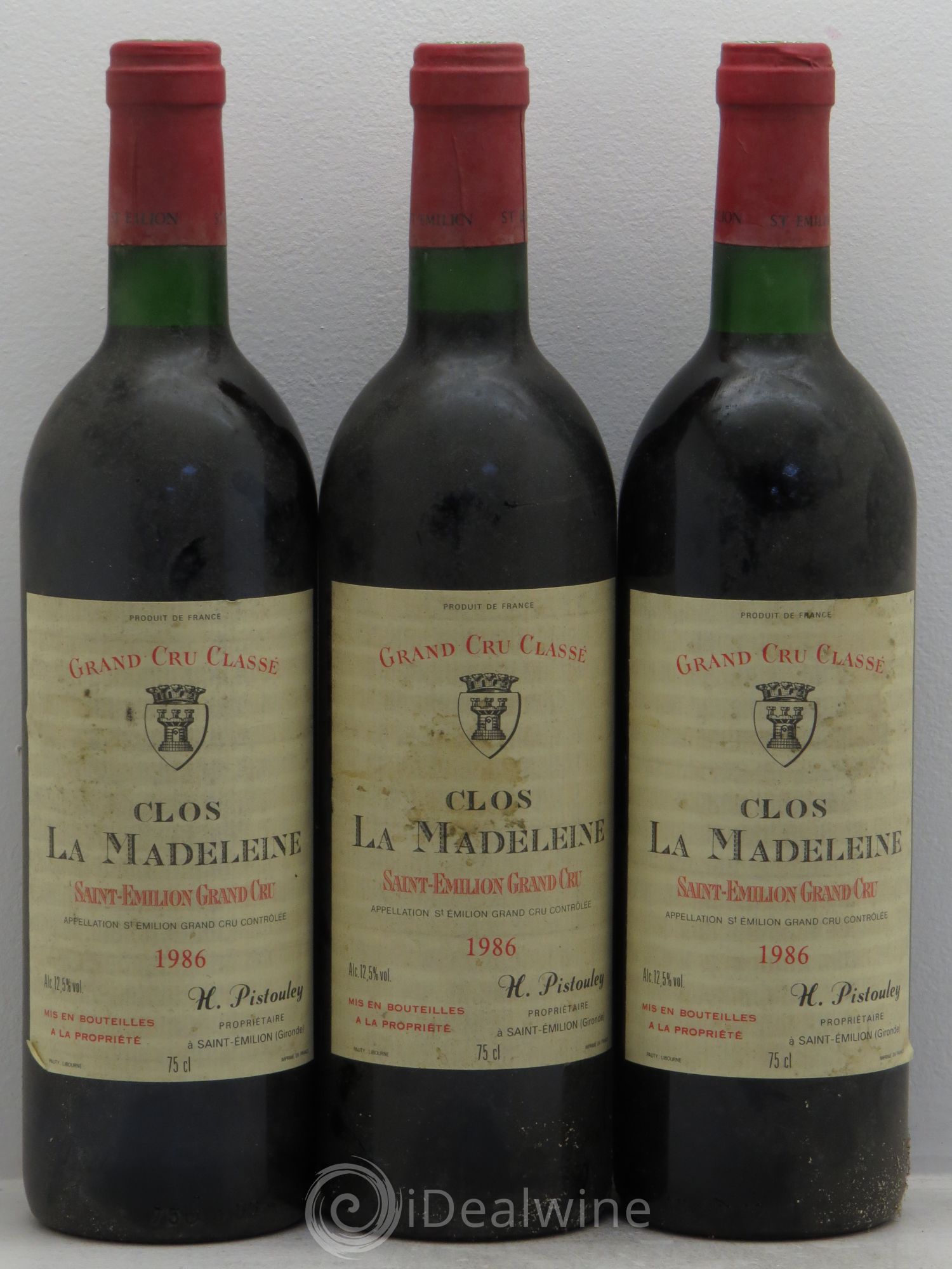 Clos la Madeleine Grand Cru Classé 1986 - Lot de 3 bouteilles - 0