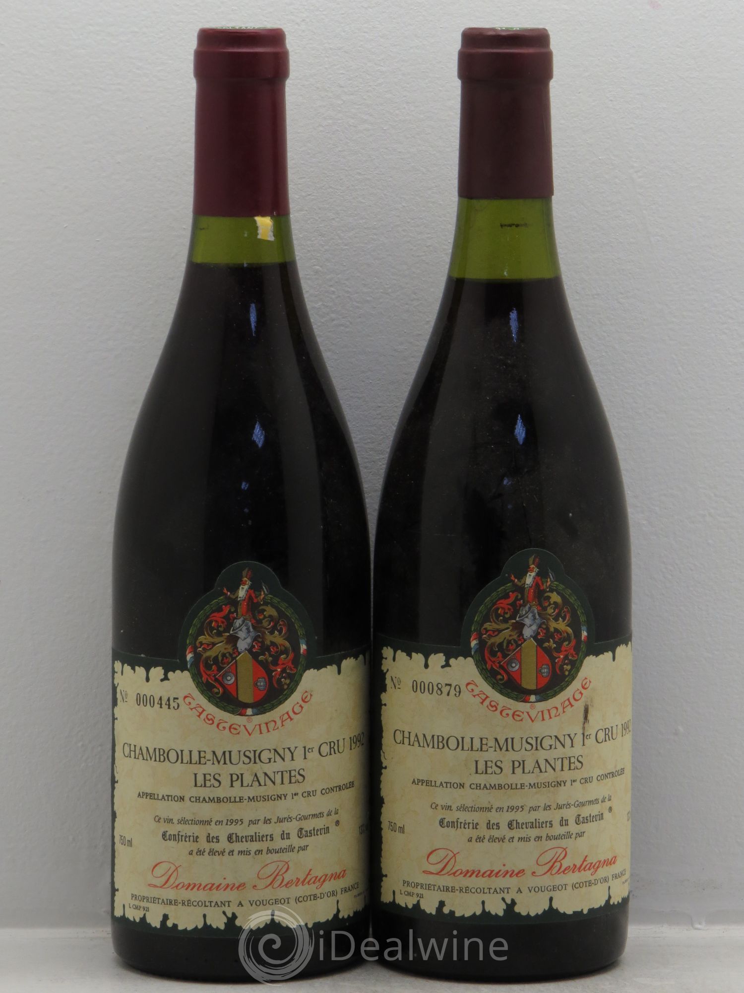 Chambolle-Musigny 1er Cru Les Plantes Bertagna Tastevinage 1992 - Lot de 2 bouteilles - 0