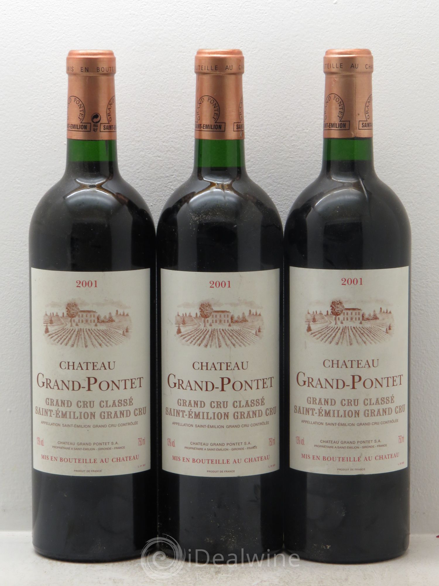 Château Grand Pontet Grand Cru Classé 2001 - Lot de 3 bouteilles - 0