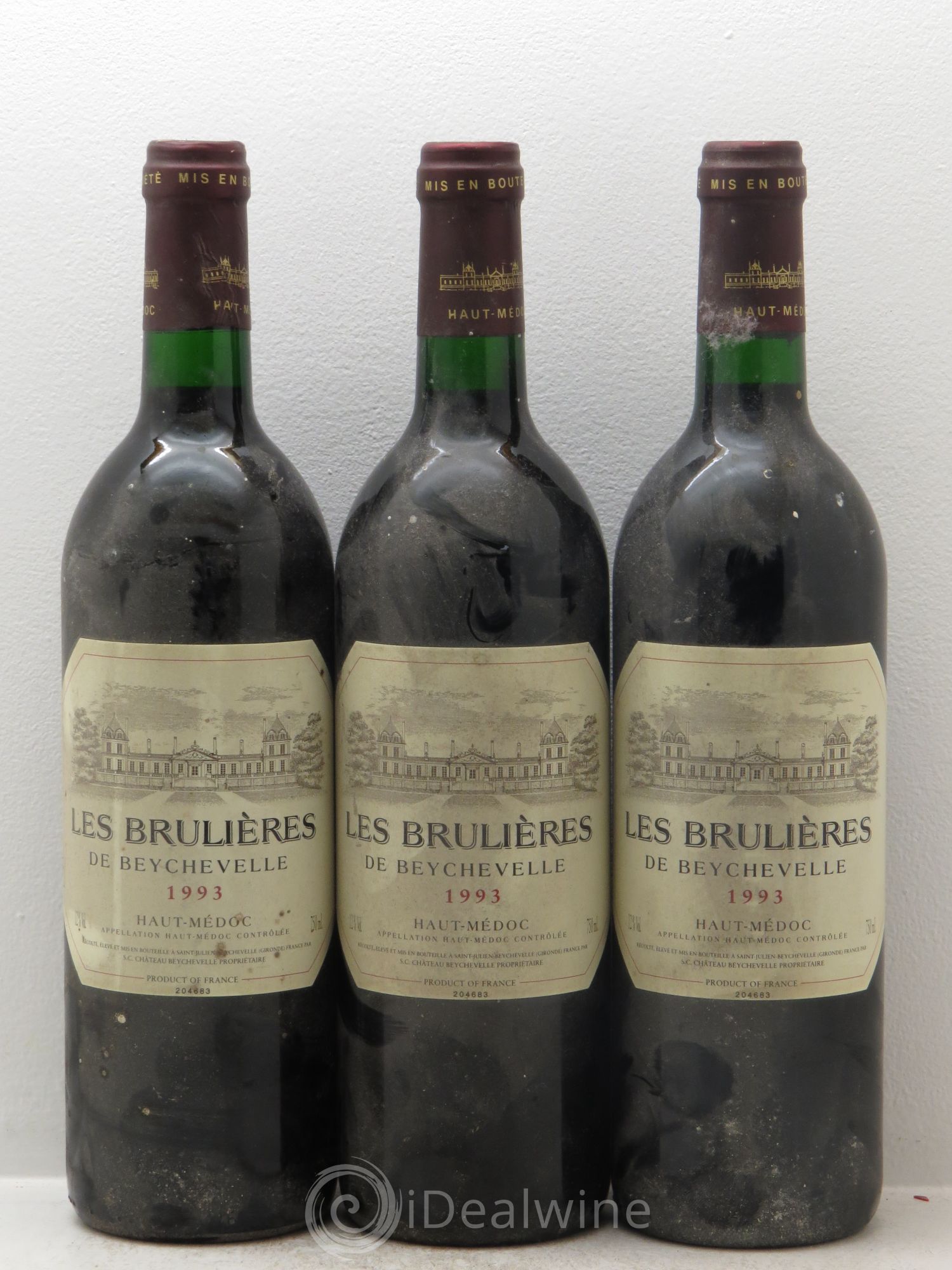 Haut Médoc Les Brulières de Beychevelle 1993 - Posten von 3 Flaschen - 0