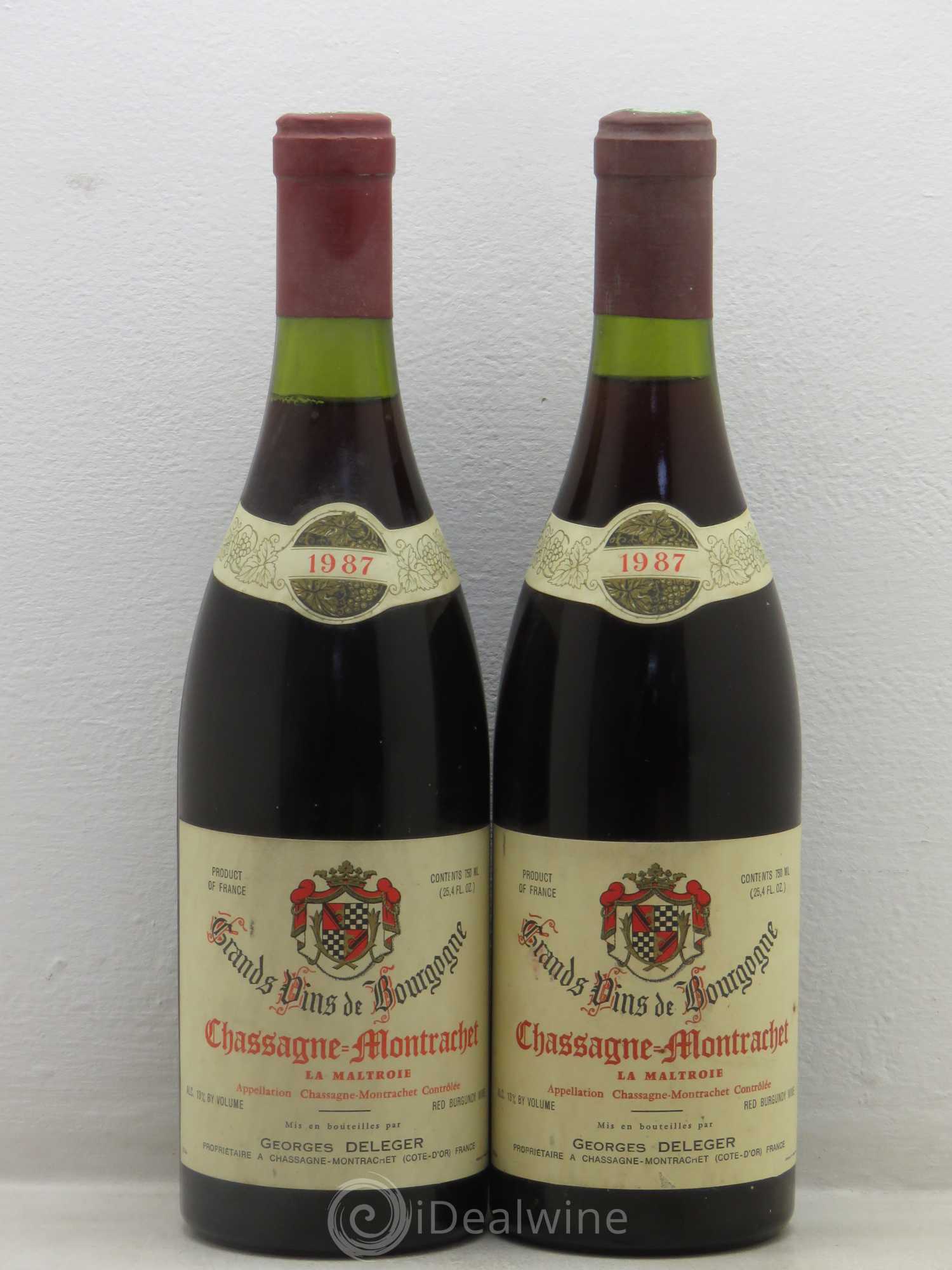 Chassagne-Montrachet La Maltroie G Deleger 1987 - Posten von 2 Flaschen - 0