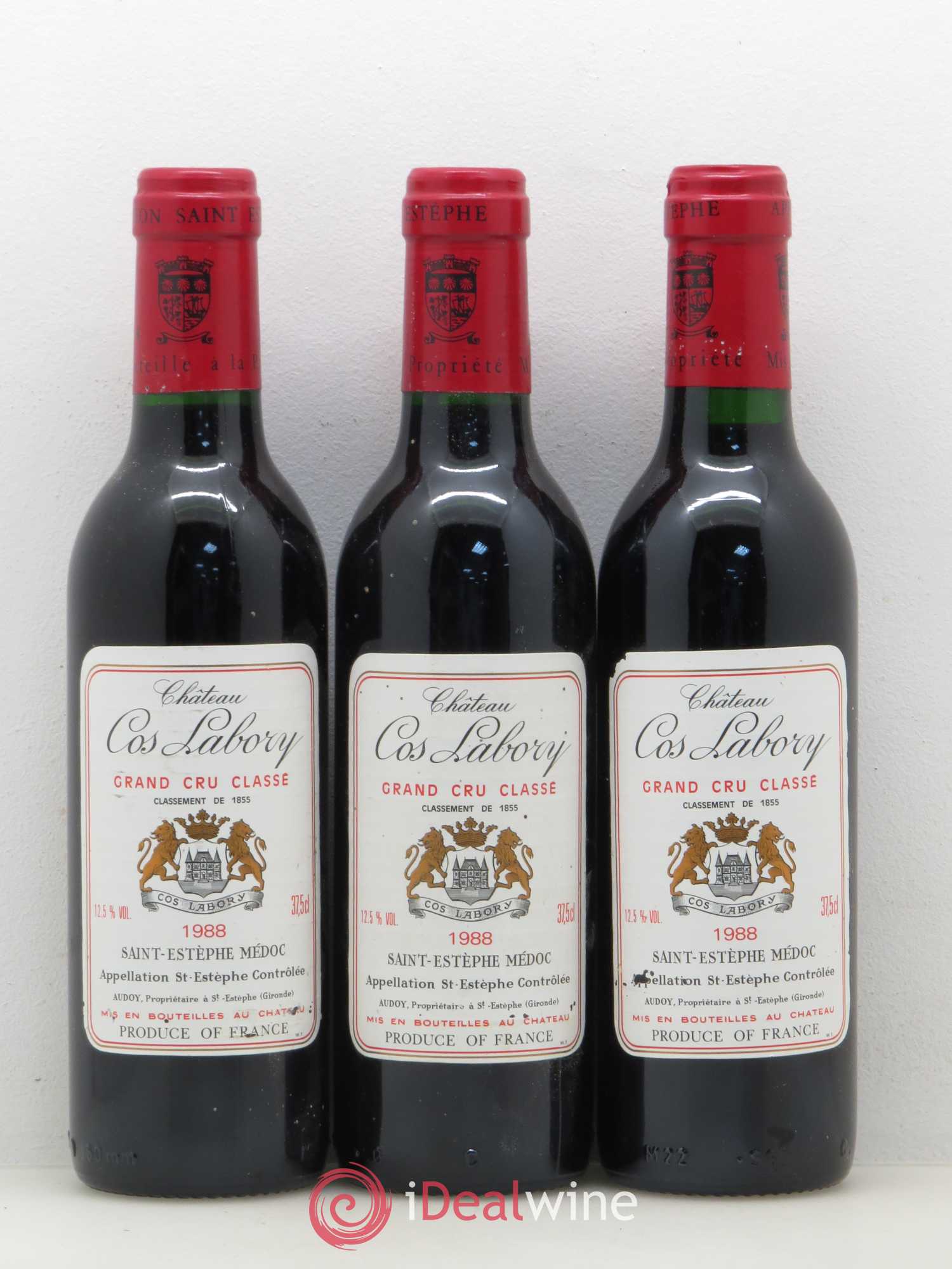 Château Cos Labory 5ème Grand Cru Classé 1988 - Lot de 3 demi bouteilles - 0