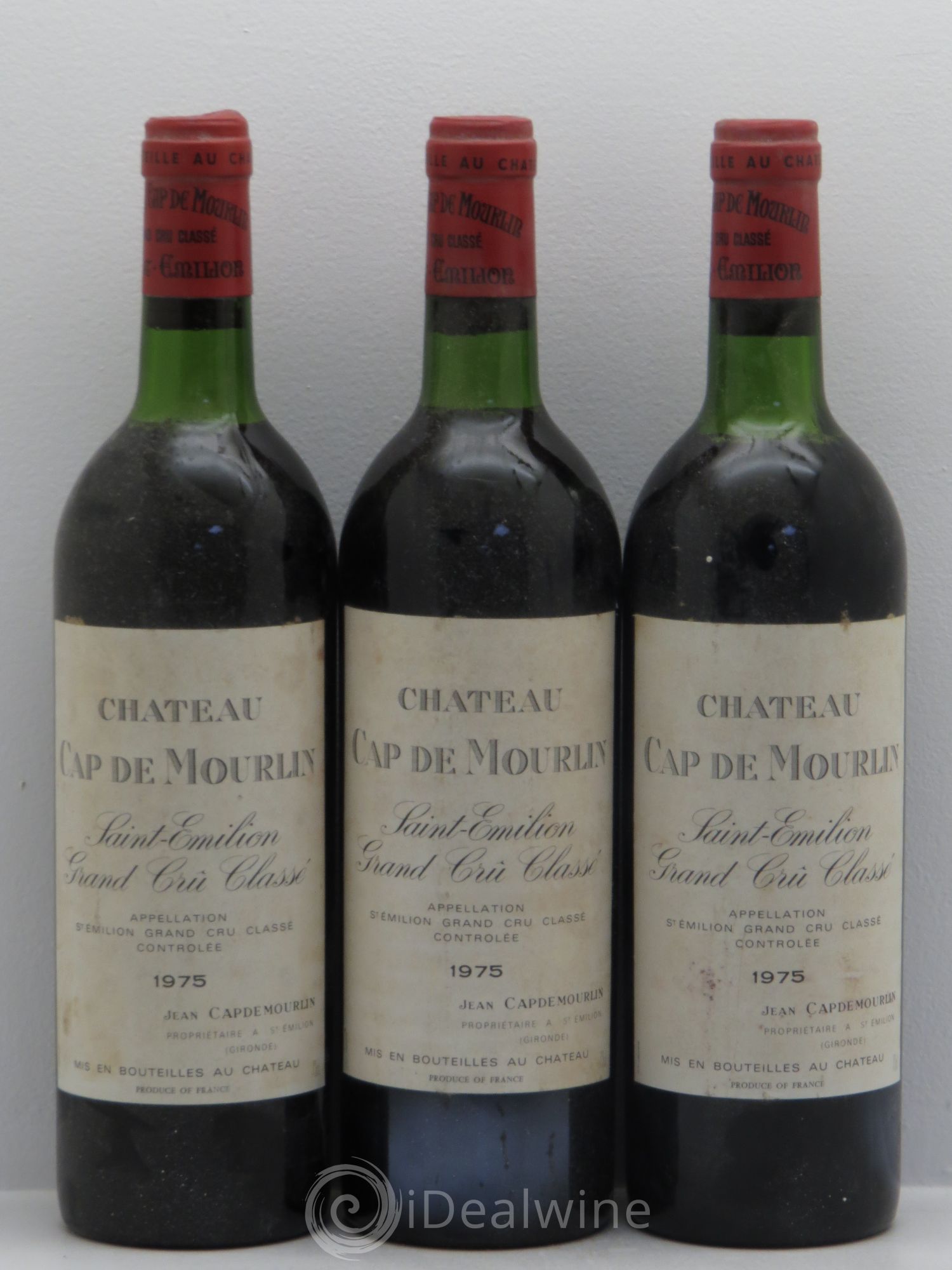 Château Cap de Mourlin Grand Cru Classé 1975 - Lot de 3 bouteilles - 0