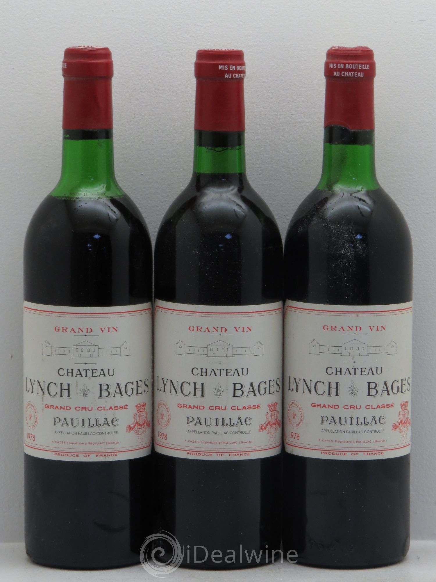 Château Lynch Bages 5ème Grand Cru Classé 1978 - Lot de 3 bouteilles - 0