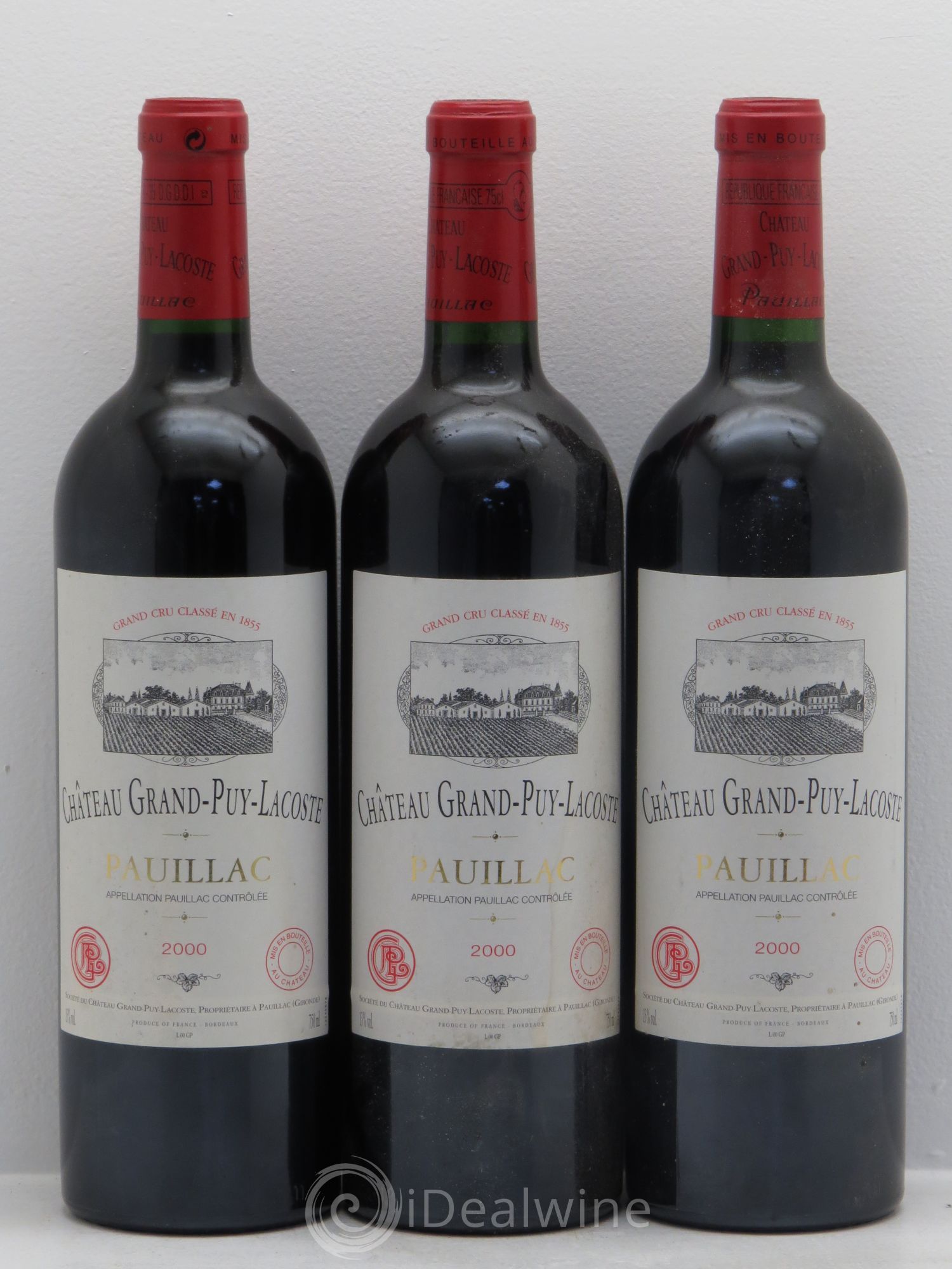 Château Grand Puy Lacoste 5ème Grand Cru Classé 2000 - Lot de 3 bouteilles - 0