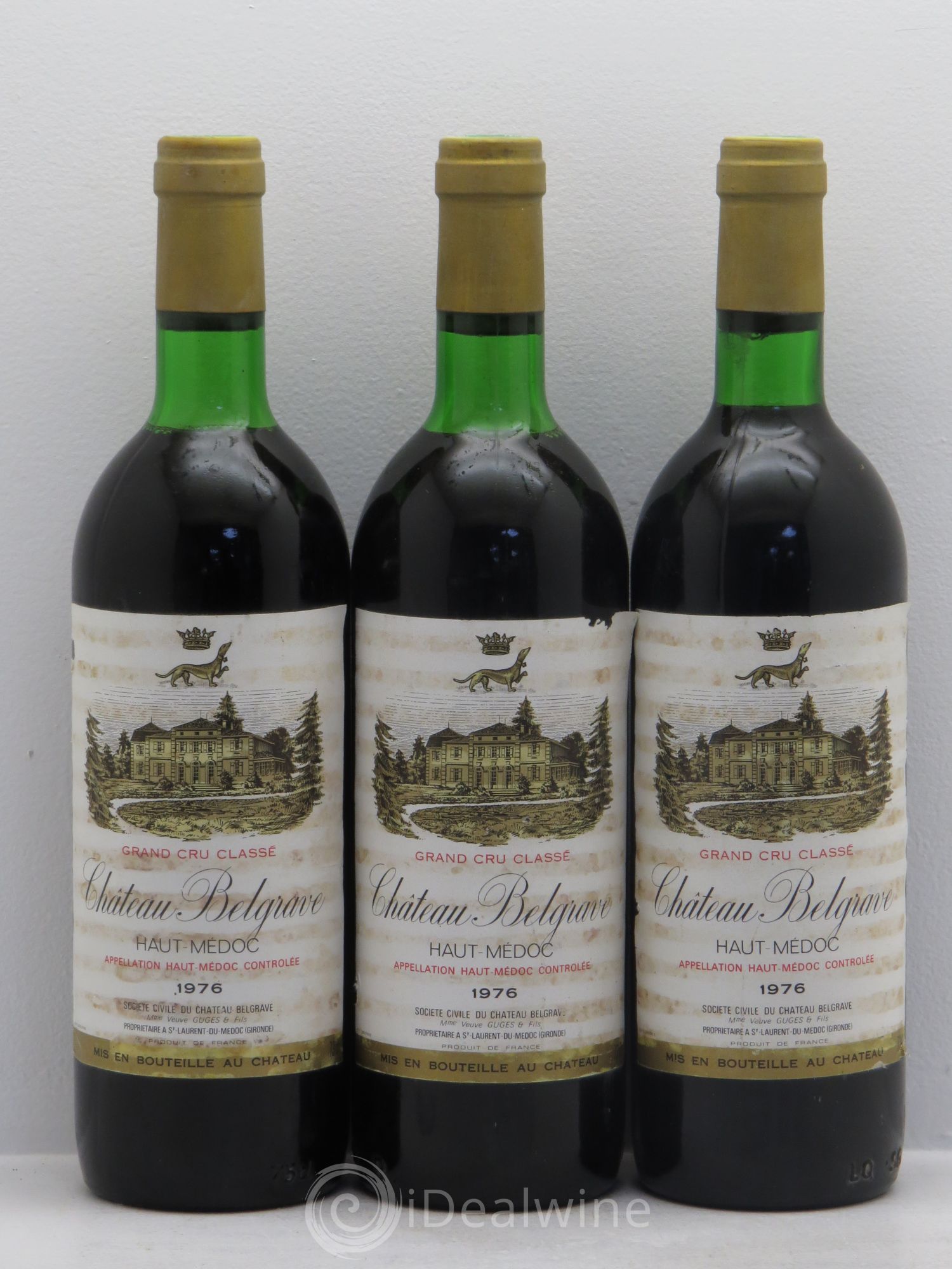 Château Belgrave 5ème Grand Cru Classé 1976 - Lot de 3 bouteilles - 0
