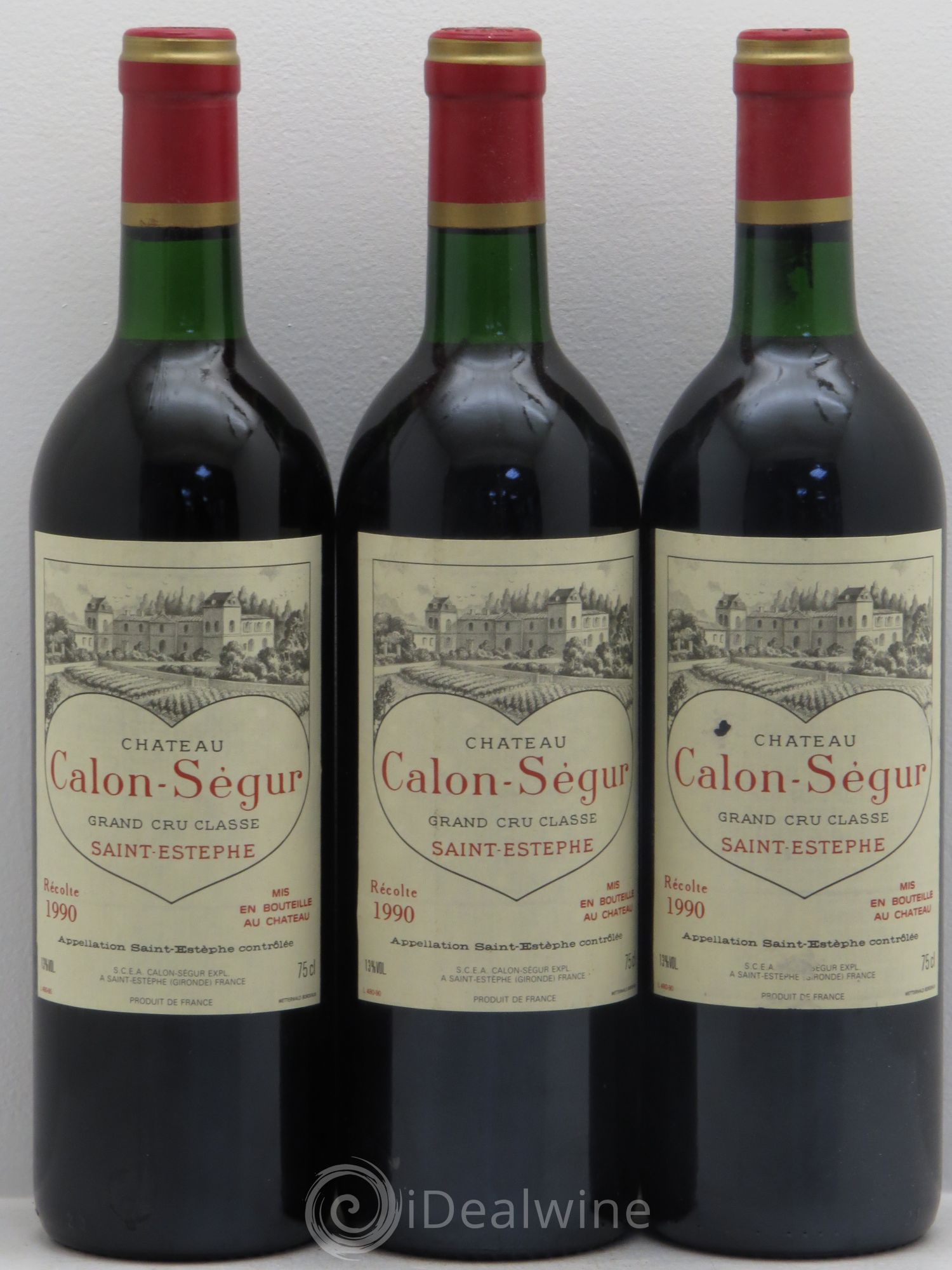Château Calon Ségur 3ème Grand Cru Classé 1990 - Lot de 3 bouteilles - 0