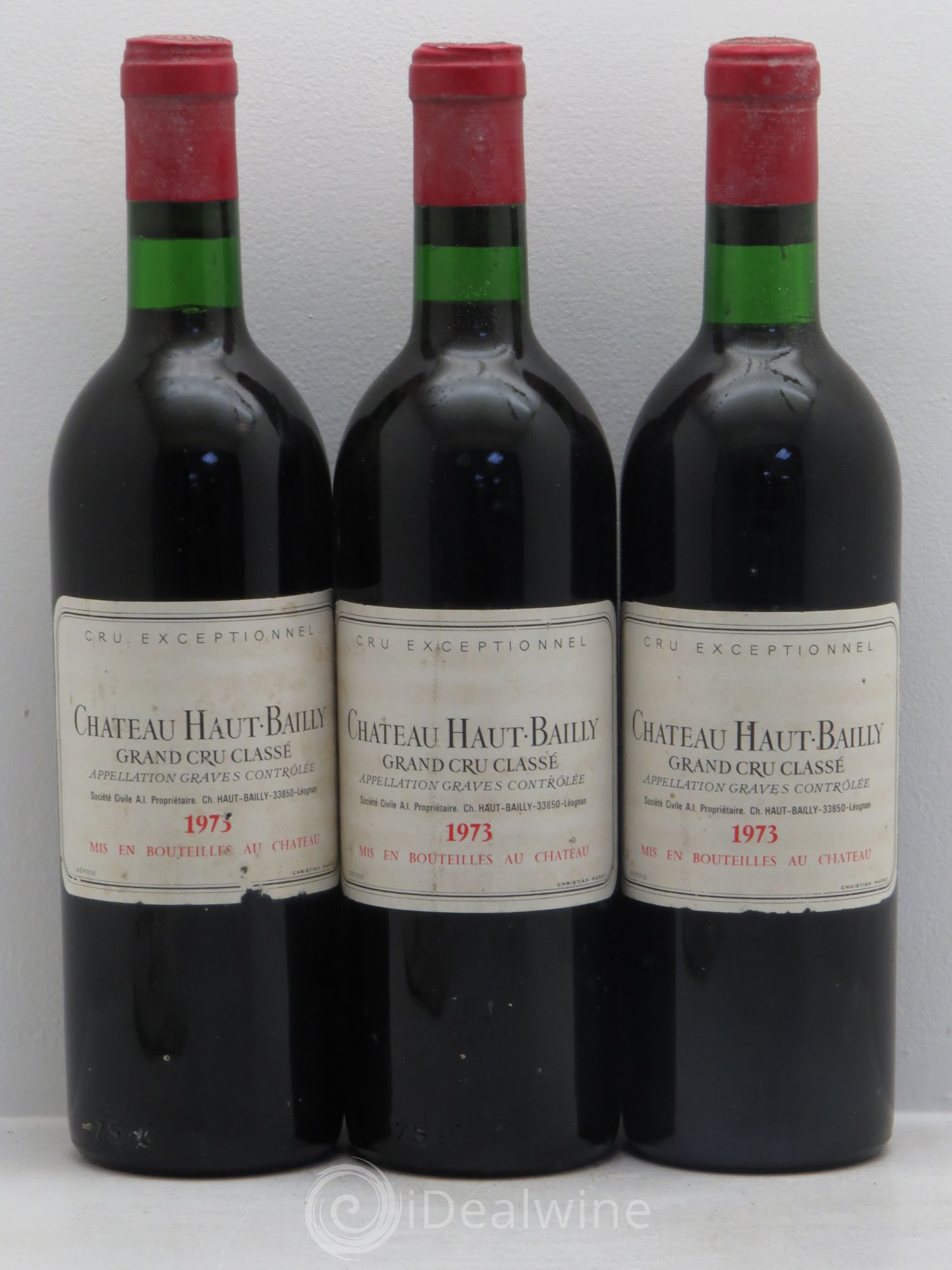 Château Haut-Bailly Cru Classé de Graves 1973 - Lot de 3 bouteilles - 0