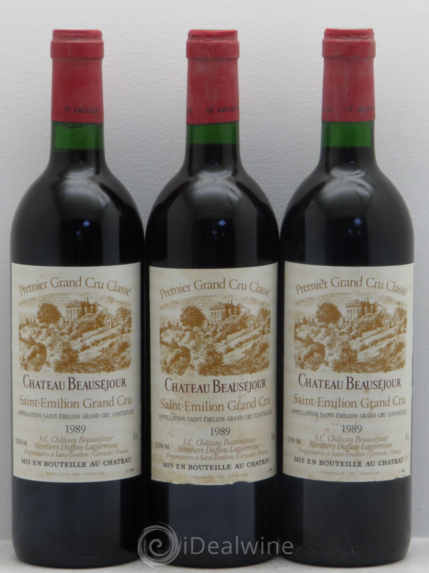 Château Beauséjour (Duffau-Lagarrosse) 1er Grand Cru Classé B 1989 - Lot de 3 bouteilles - 0
