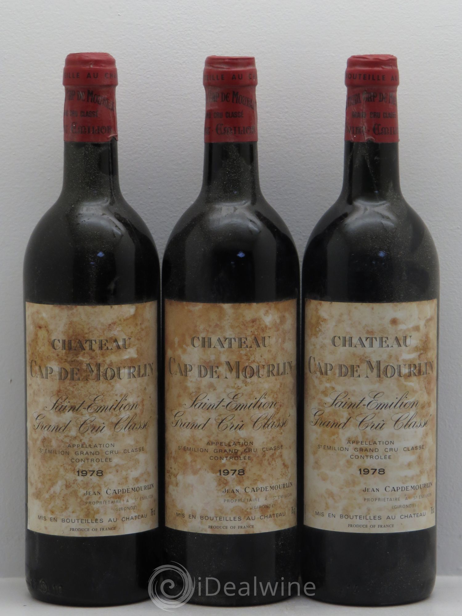 Château Cap de Mourlin Grand Cru Classé 1978 - Lot de 3 bouteilles - 0