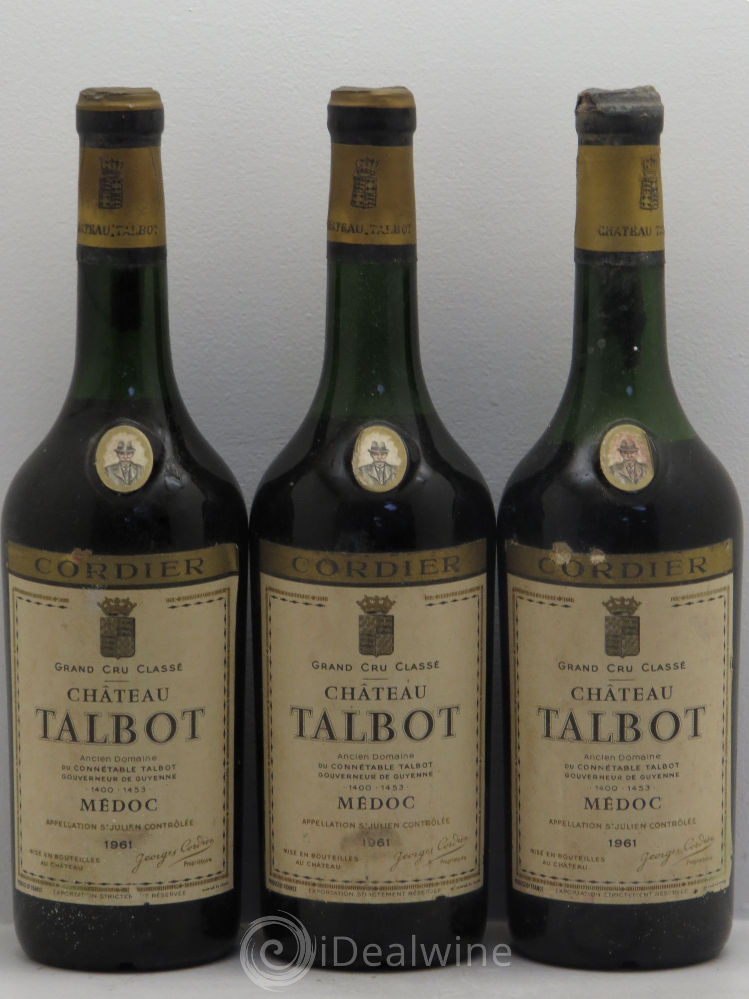 Château Talbot 4ème Grand Cru Classé 1961 - Lot de 3 bouteilles - 0