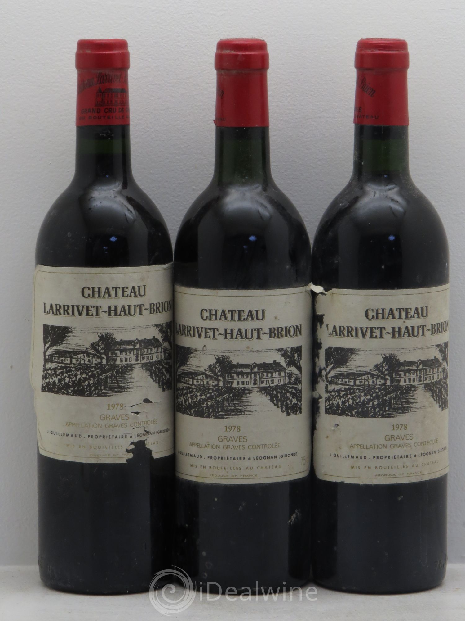 Château Larrivet Haut-Brion 1978 - Lot de 3 bouteilles - 0