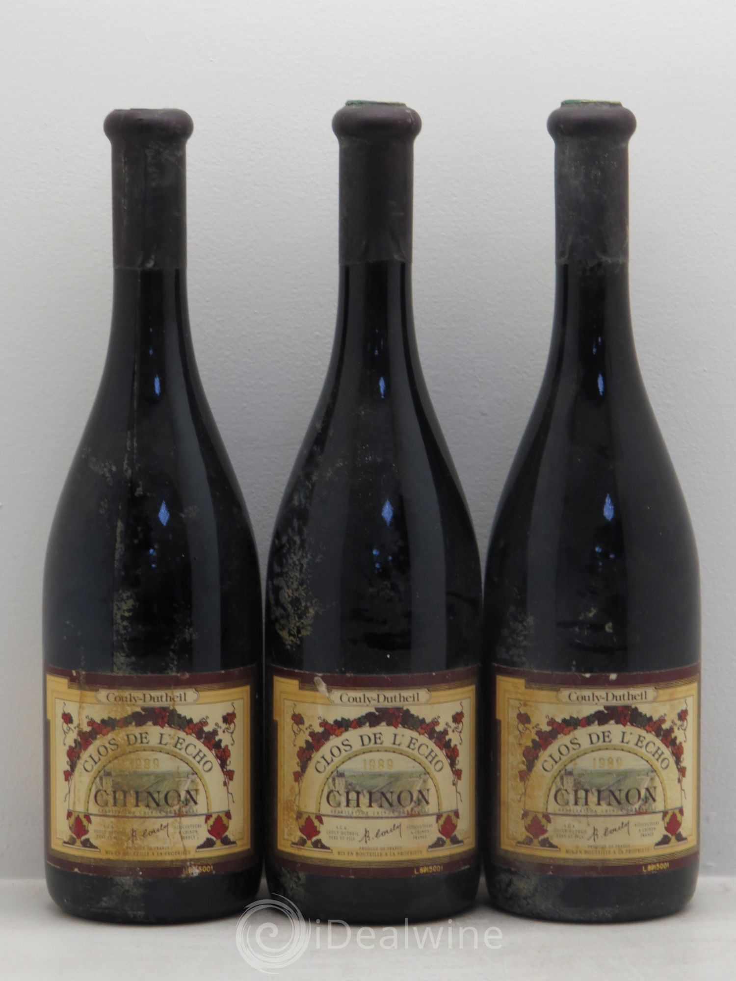 Chinon Clos de l'Echo Couly-Dutheil 1989 - Lot de 3 bouteilles - 0