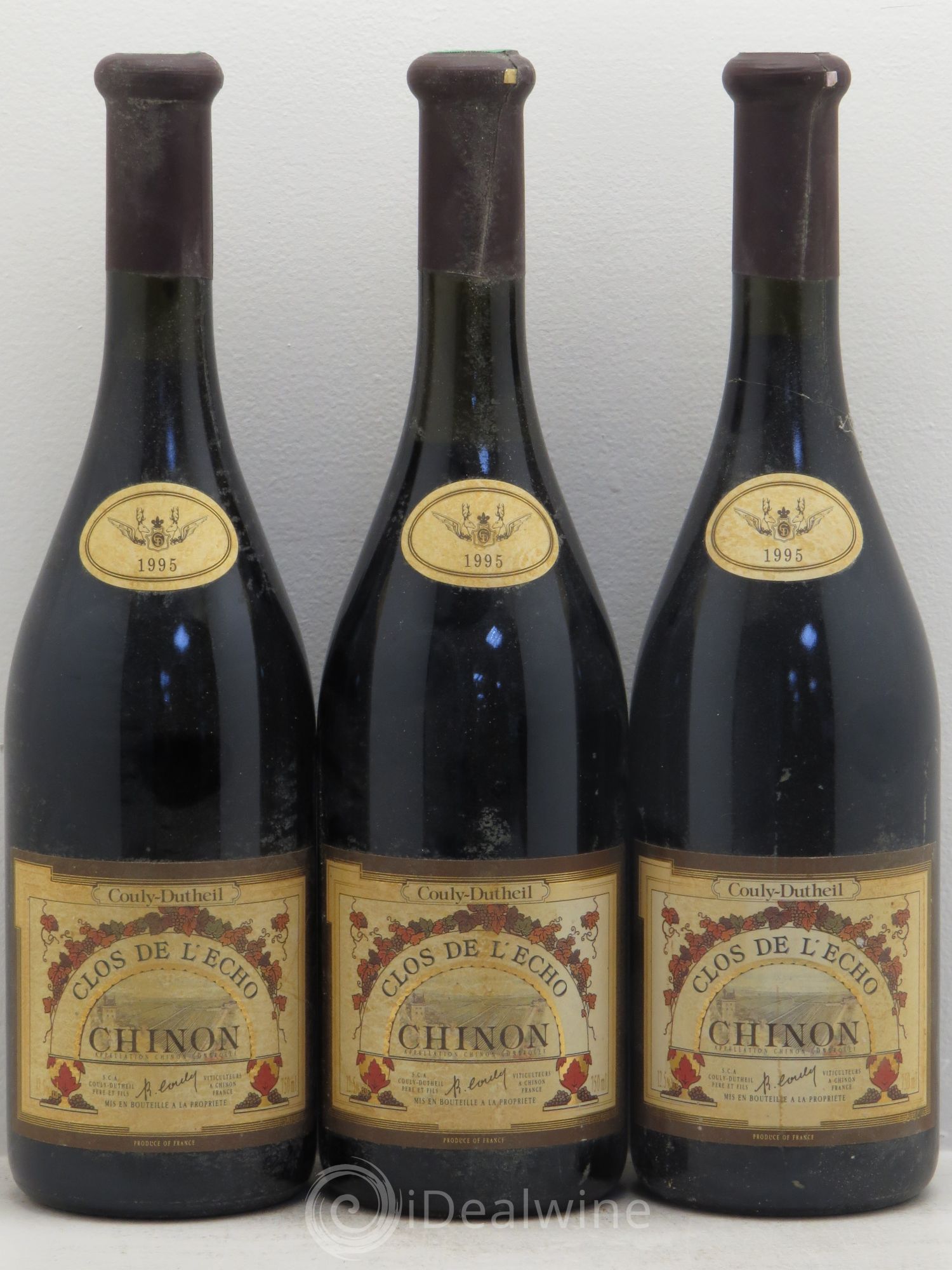 Chinon Clos de l'Echo Couly-Dutheil 1995 - Lot de 3 bouteilles - 0