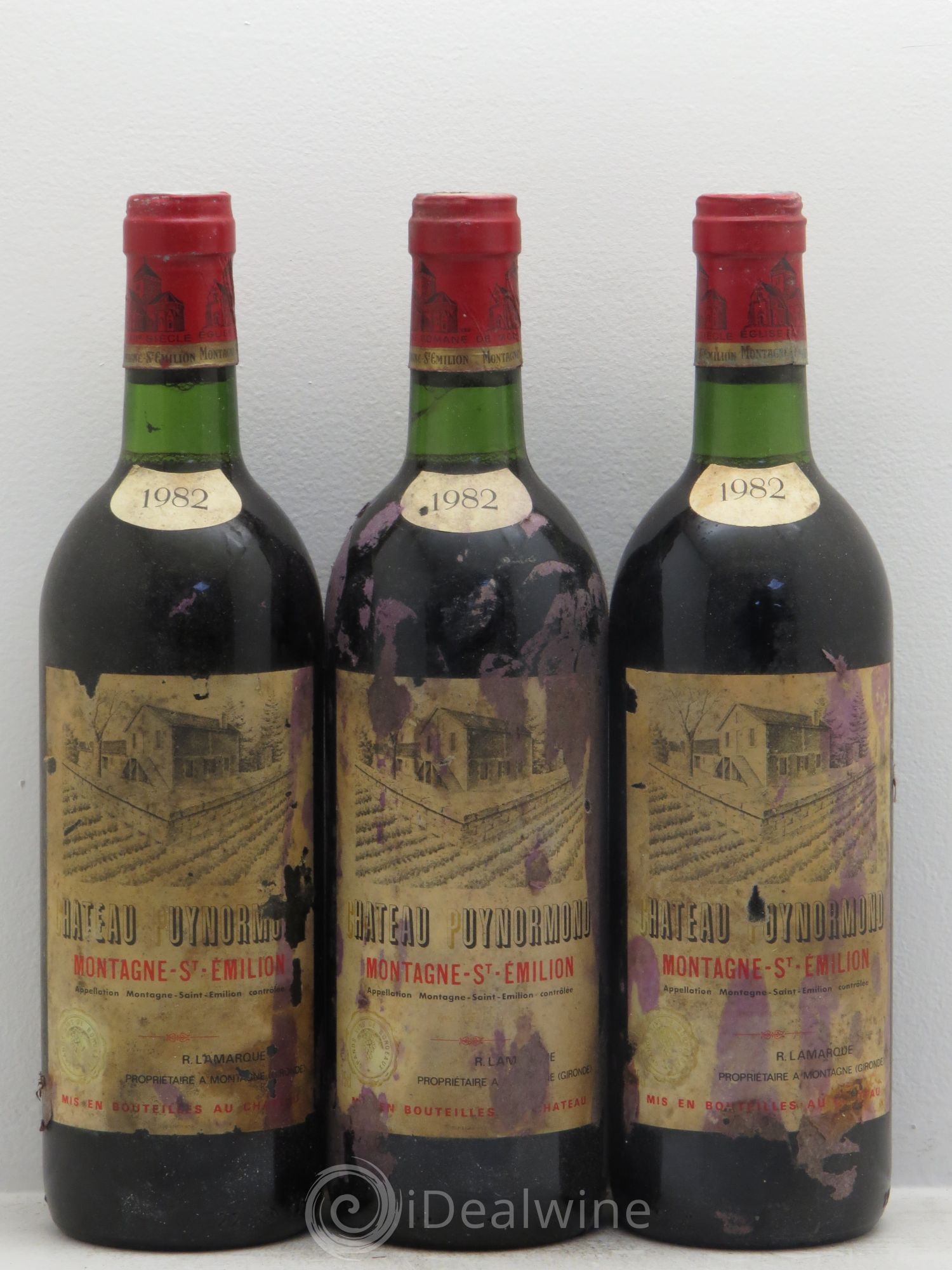Montagne Saint-Émilion Château Puynormand 1982 - Lot de 3 bouteilles - 0