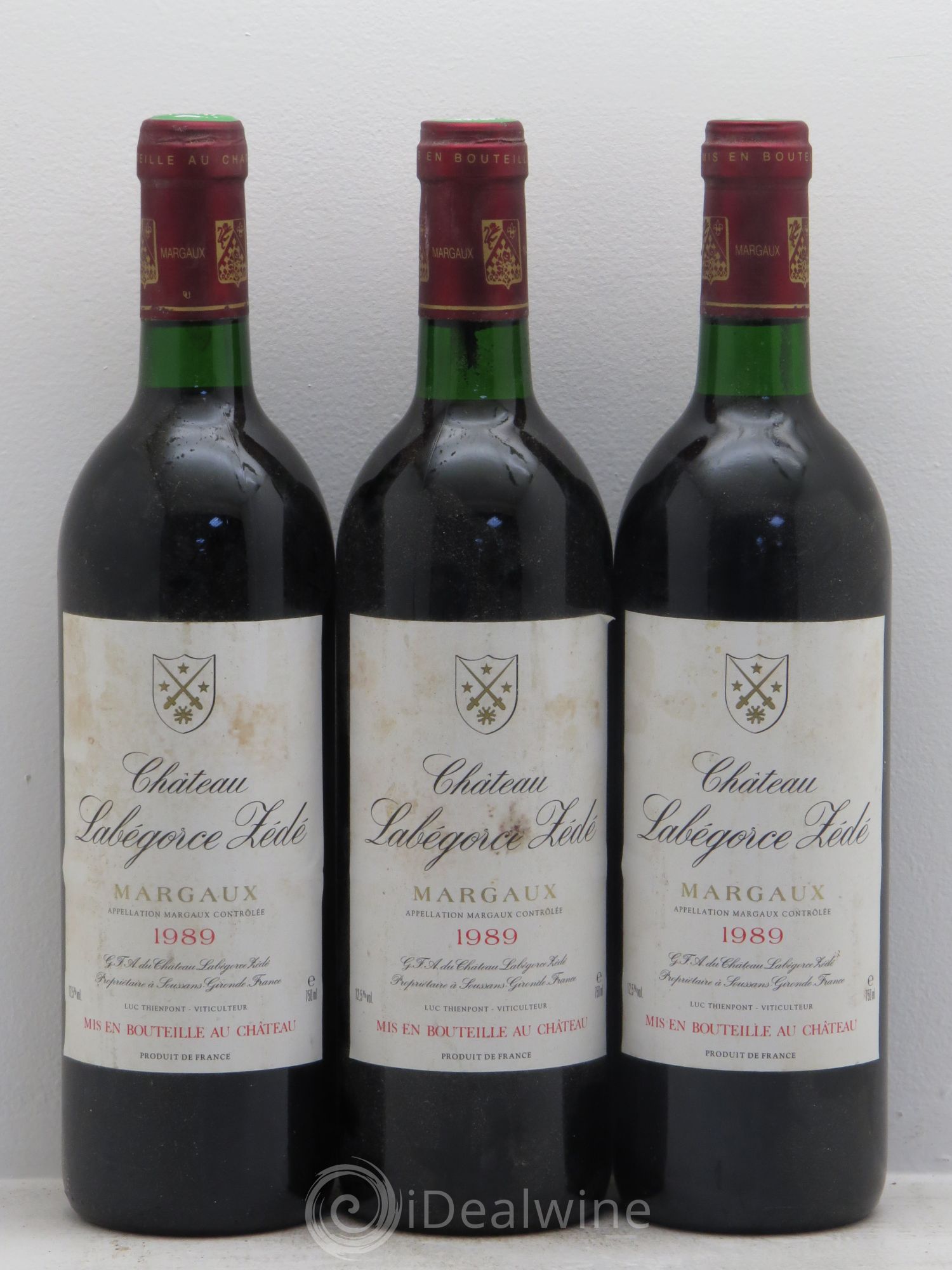 Château Labegorce Zédé Cru Bourgeois 1989 - Lot de 3 bouteilles - 0