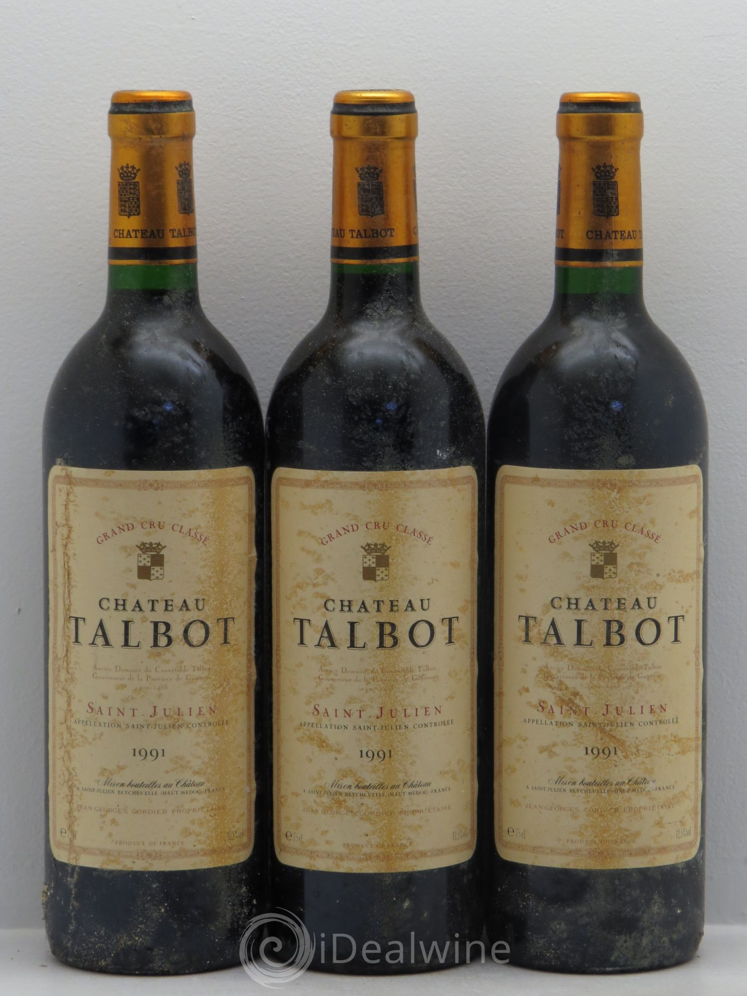 Château Talbot 4ème Grand Cru Classé 1991 - Lot de 3 bouteilles - 0