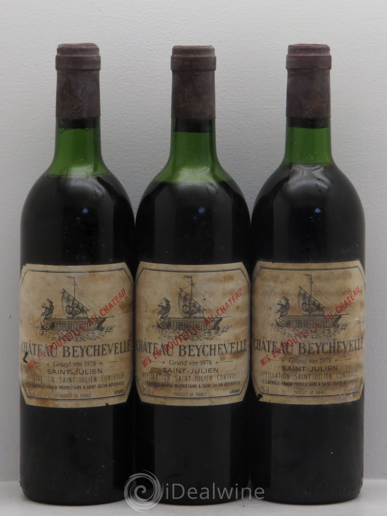 Château Beychevelle 4ème Grand Cru Classé 1978 - Lot de 3 bouteilles - 0