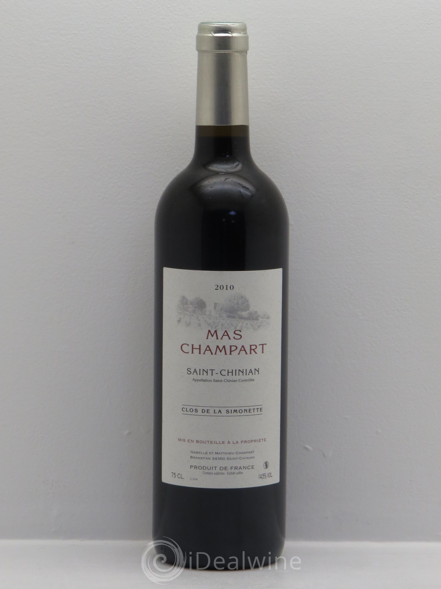 Saint-Chinian Mas Champart Clos de La Simonette Isabelle et Mathieu Champart 2010 - Lot de 1 bouteille - 0