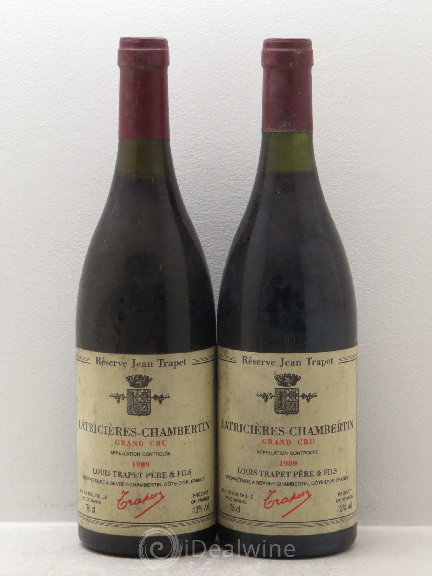 Latricières-Chambertin Grand Cru Domaine Trapet (Réserve Jean Trapet) 1989 - Lot de 2 bouteilles - 0
