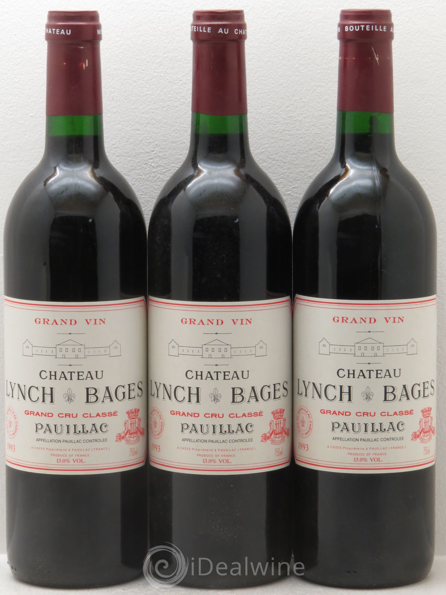 Château Lynch Bages 5ème Grand Cru Classé 1993 - Lot de 3 bouteilles - 0