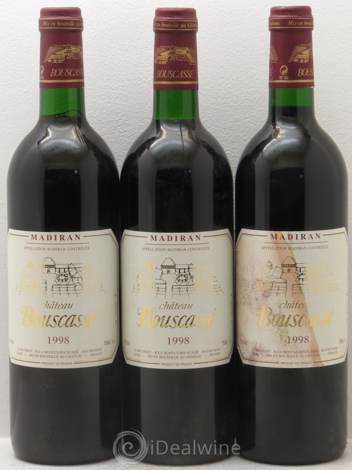 Madiran Château Bouscassé Alain Brumont 1998 - Lot de 3 bouteilles - 0