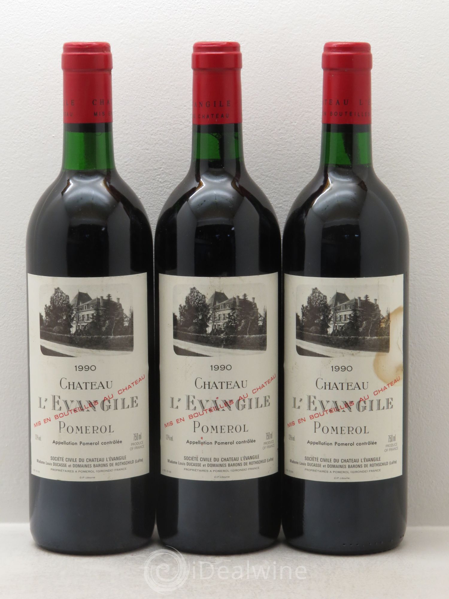 Château l' Évangile 1990 - Lot de 3 bouteilles - 0