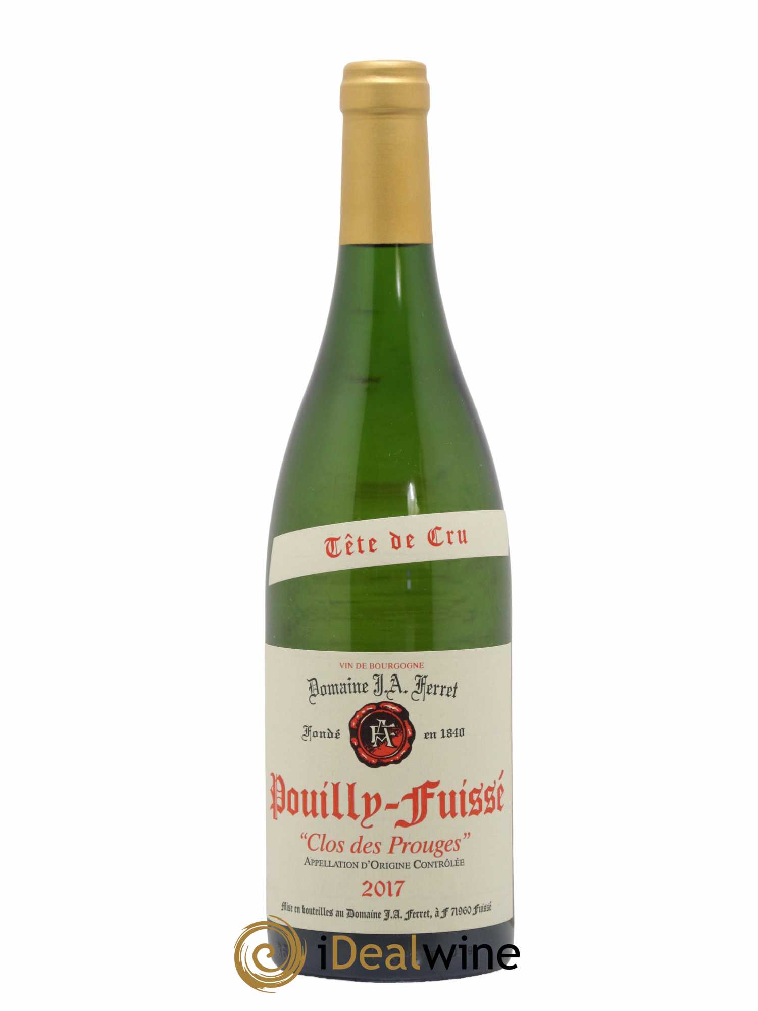 Pouilly-Fuissé Tête de Cru Clos des Prouges J.A. Ferret (Domaine) 2017 - Lot de 1 bouteille - 0