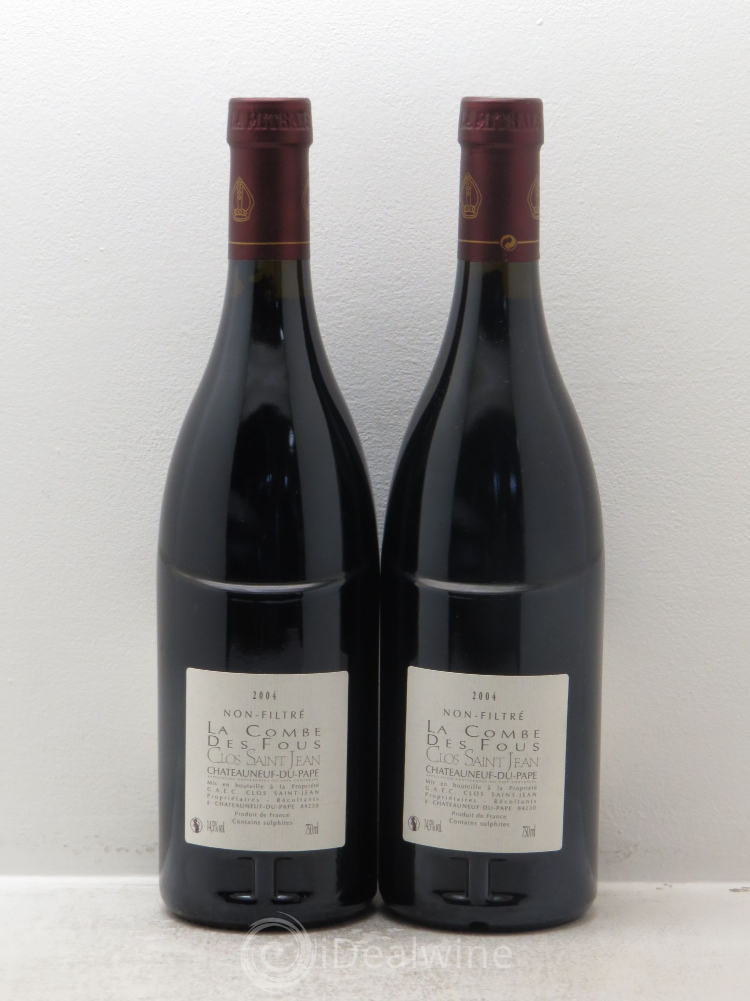 Châteauneuf-du-Pape Clos Saint-Jean La Combe des Fous Pascal et Vincent Maurel 2004 - Lot de 2 bouteilles - 1