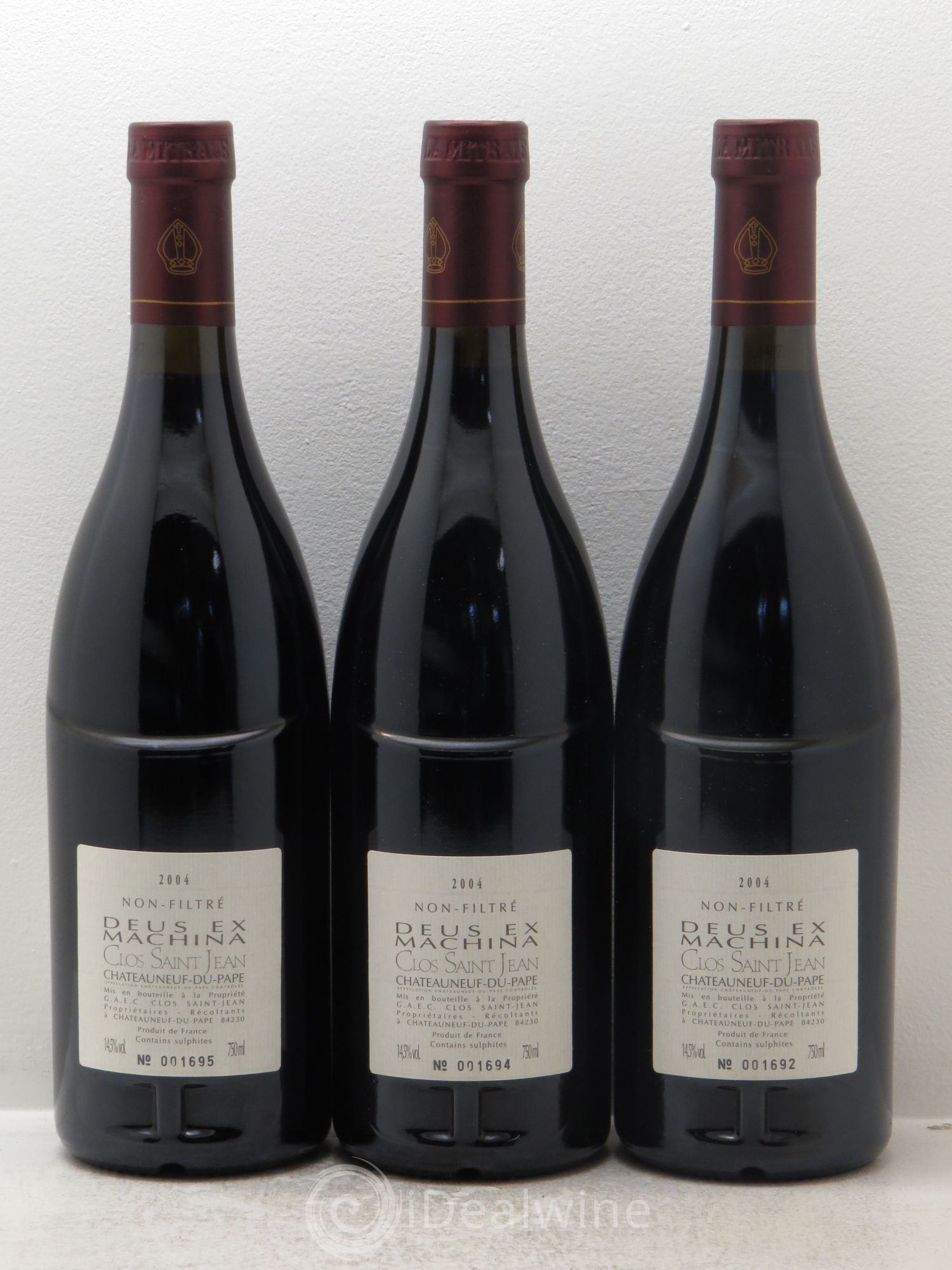 Châteauneuf-du-Pape Clos Saint-Jean Deus Ex Machina Pascal et Vincent Maurel 2004 - Lot de 3 bouteilles - 1