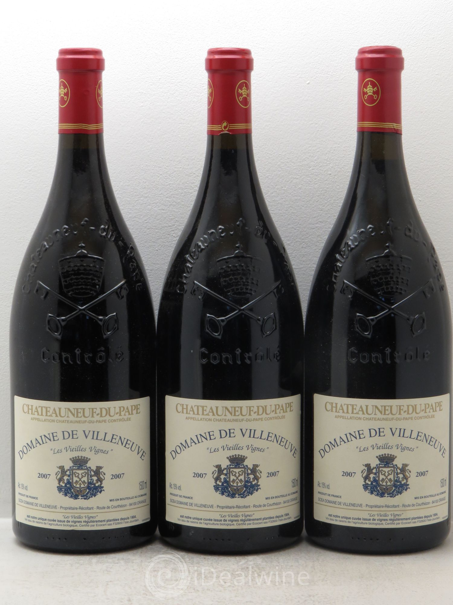 Châteauneuf-du-Pape Domaine Villeneuve Les vieilles vignes 2007 - Posten von 3 Magnum - 0