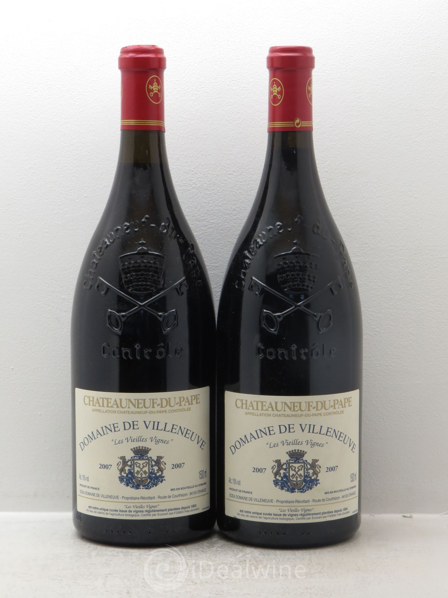 Châteauneuf-du-Pape Domaine Villeneuve Les vieilles vignes 2007 - Posten von 2 Magnum - 0