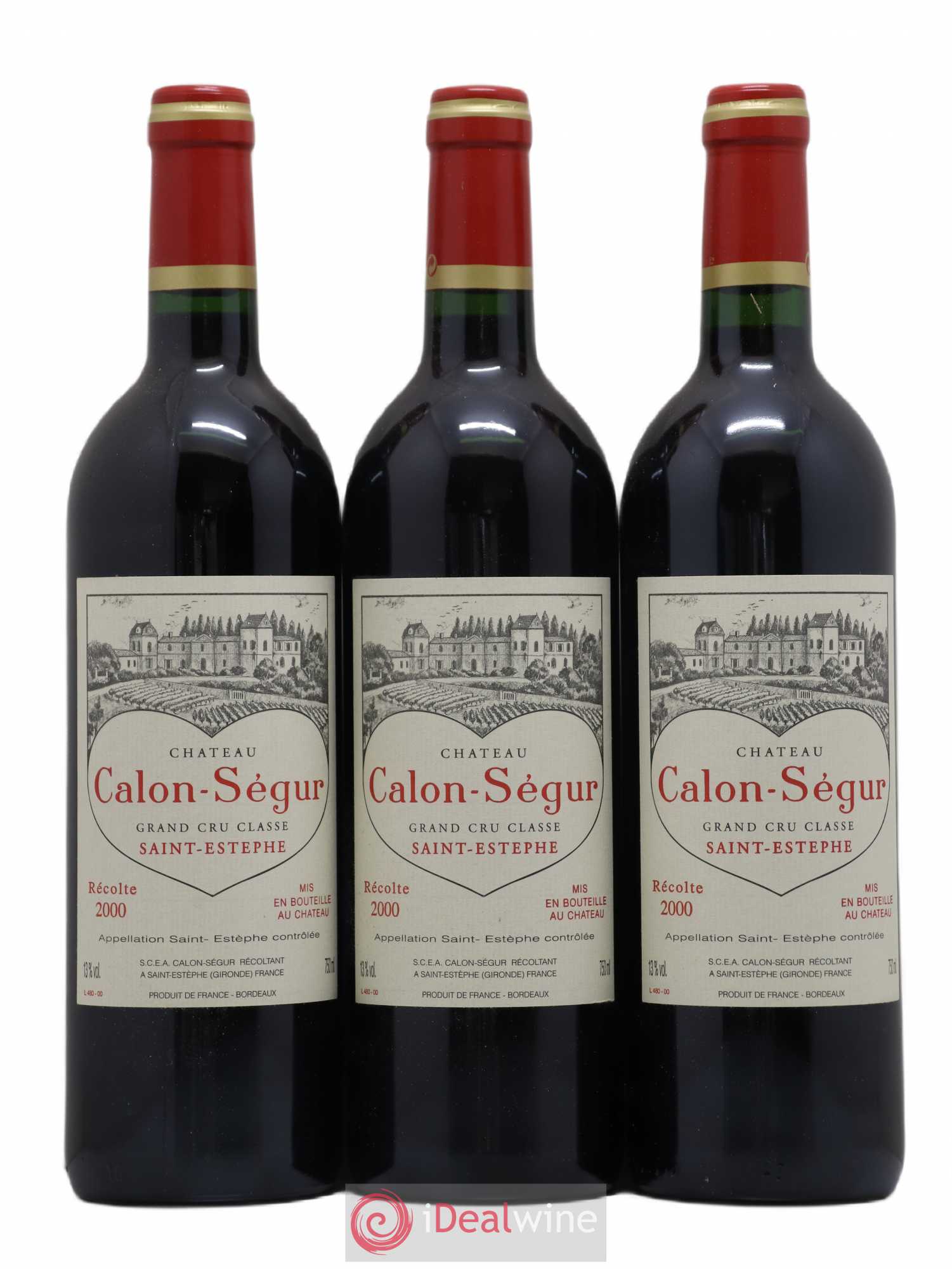 Château Calon Ségur 3ème Grand Cru Classé 2000 - Lot de 3 bouteilles - 0