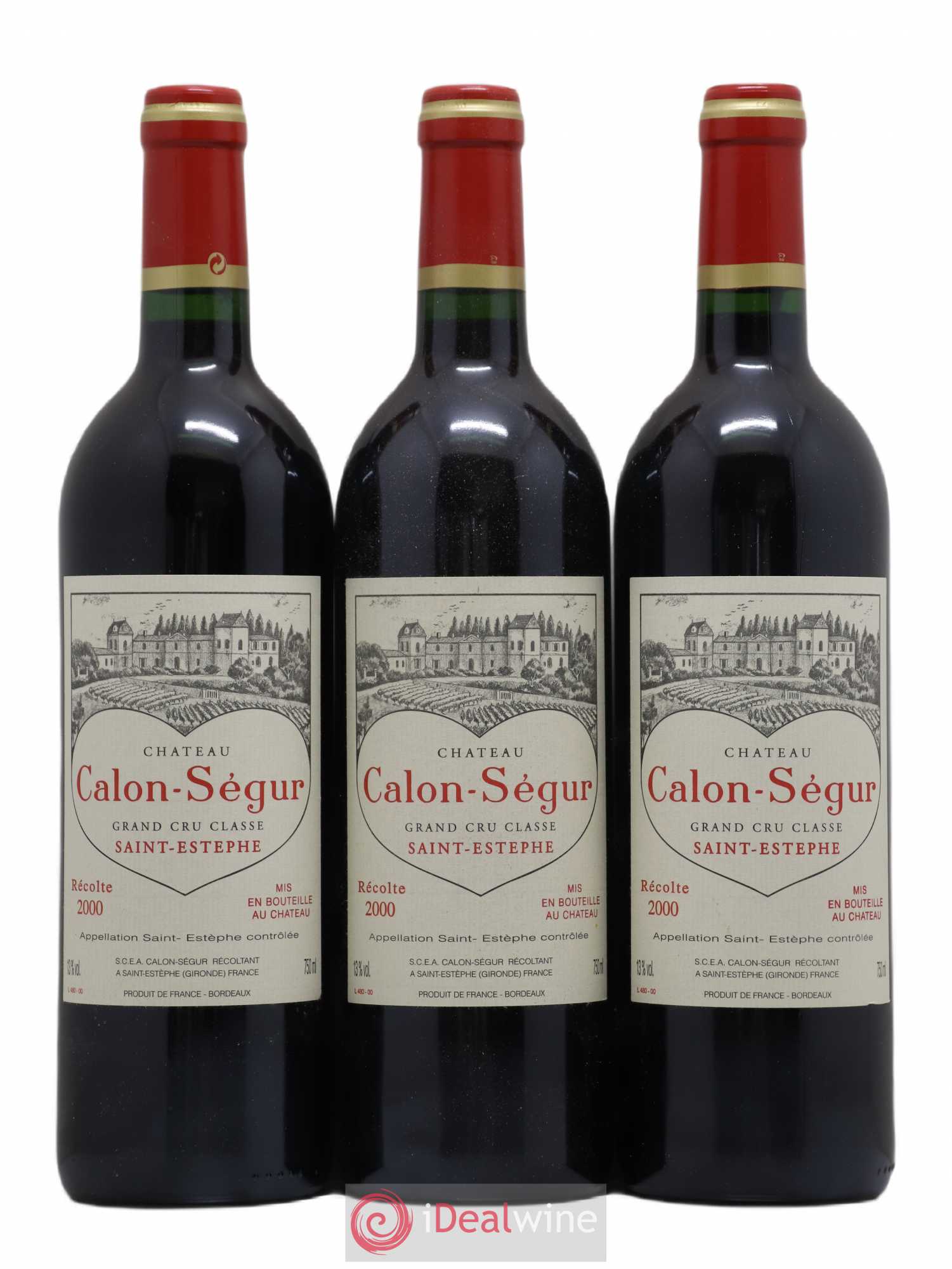 Château Calon Ségur 3ème Grand Cru Classé 2000 - Lot de 3 bouteilles - 0