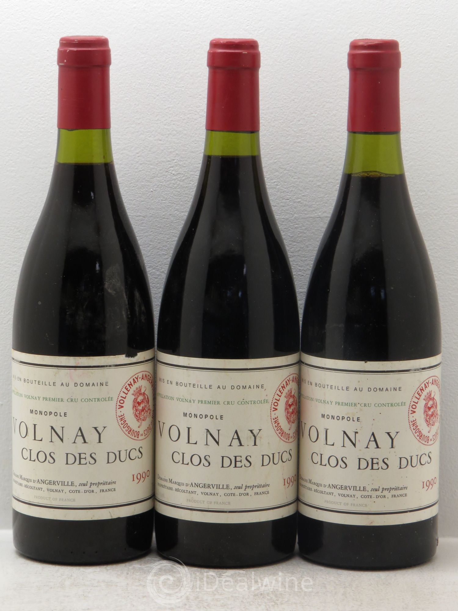 Volnay 1er Cru Clos des Ducs Marquis d'Angerville (Domaine) 1990 - Lot de 3 bouteilles - 0
