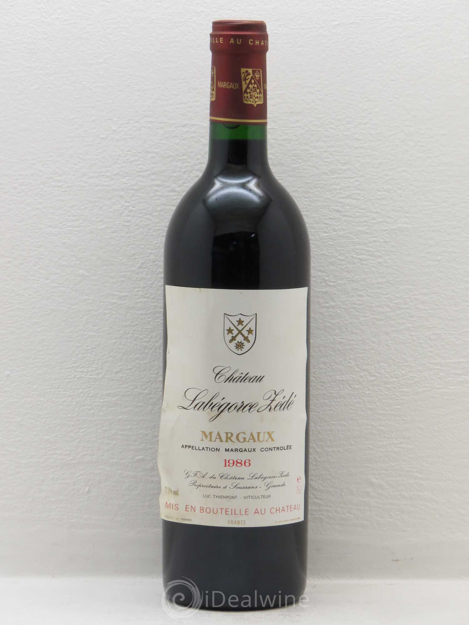 Château Labegorce Zédé Cru Bourgeois 1986 - Lot de 1 bouteille - 0