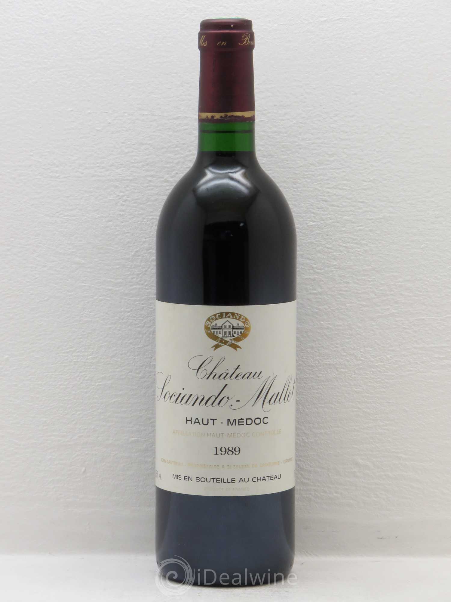 Château Sociando Mallet 1989 - Lot de 1 bouteille - 0