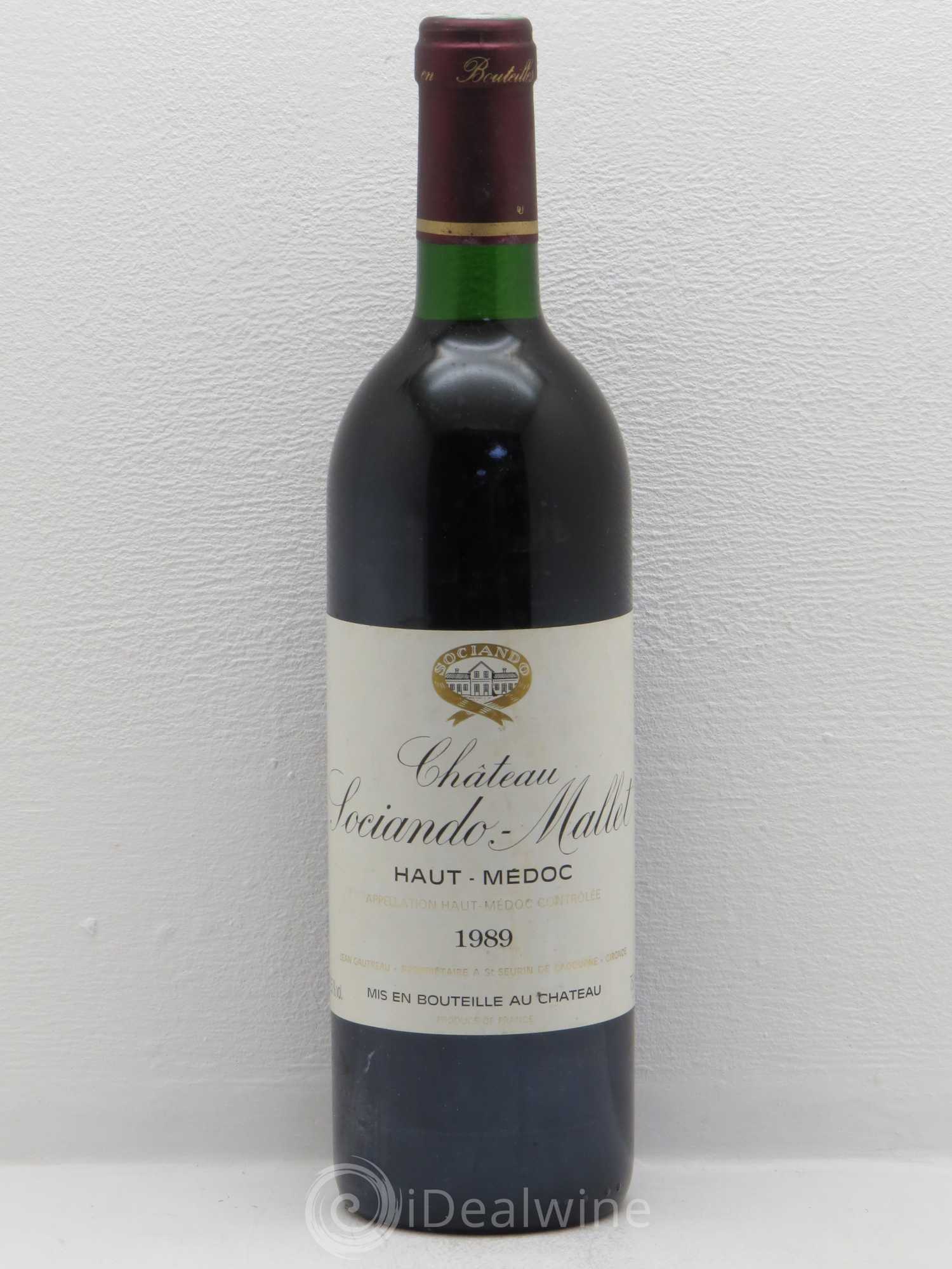 Château Sociando Mallet 1989 - Lot de 1 bouteille - 0